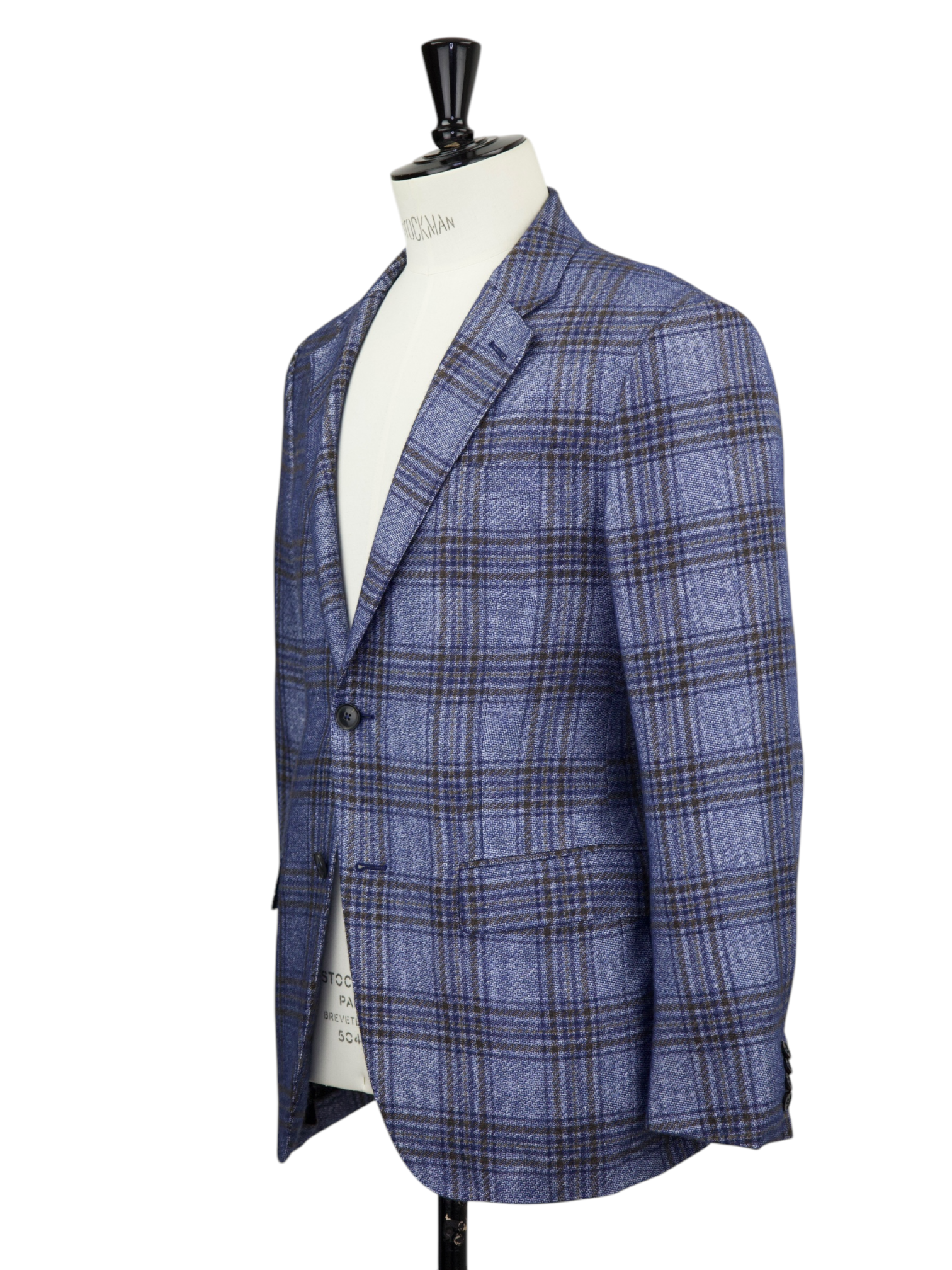 Ermenegildo Zegna Steel Blue Silk & Cashmere Glen Check Jacket