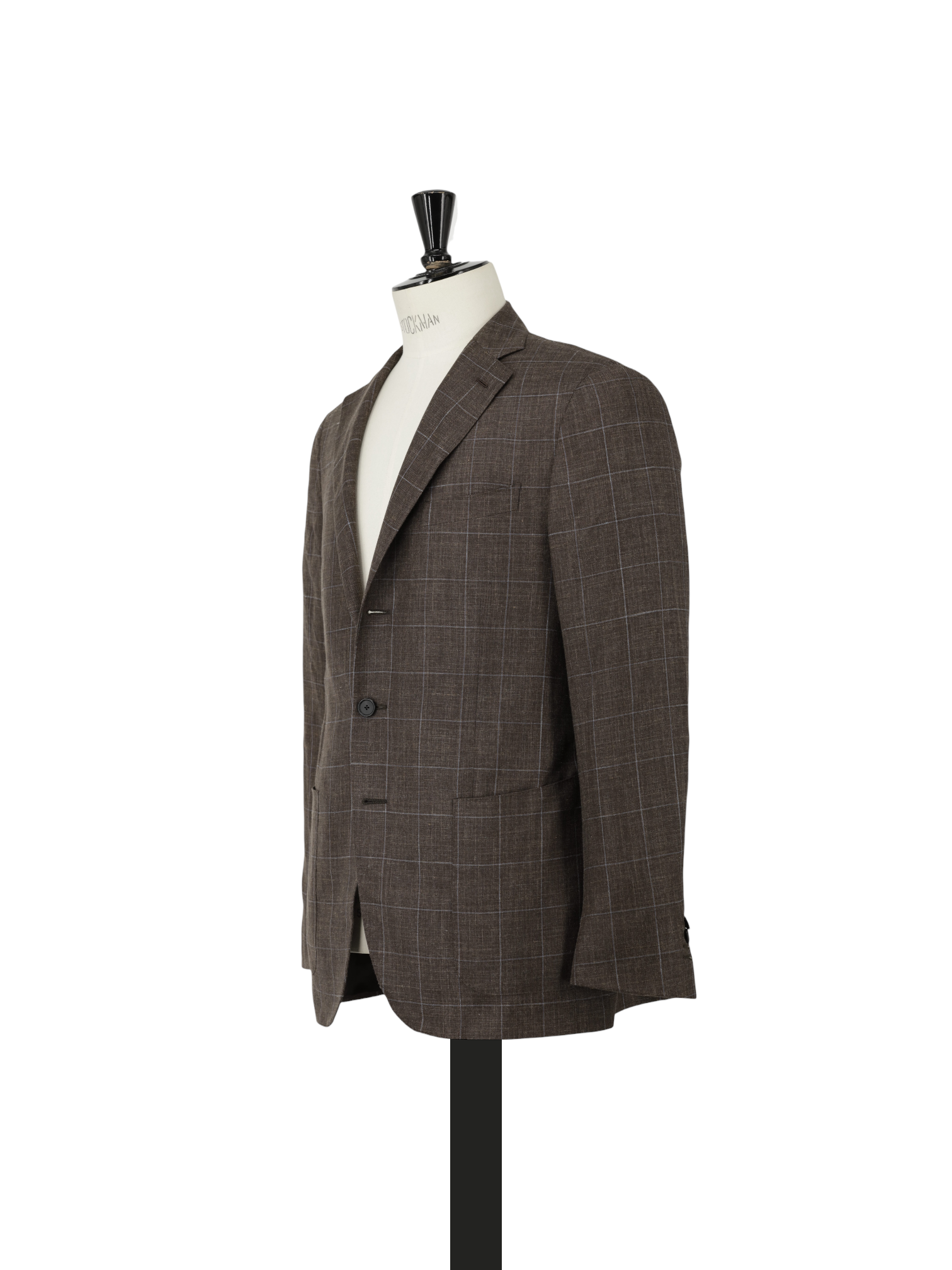Caruso Brown Wool, Silk & Linen "Summertime" Windowpane Jacket