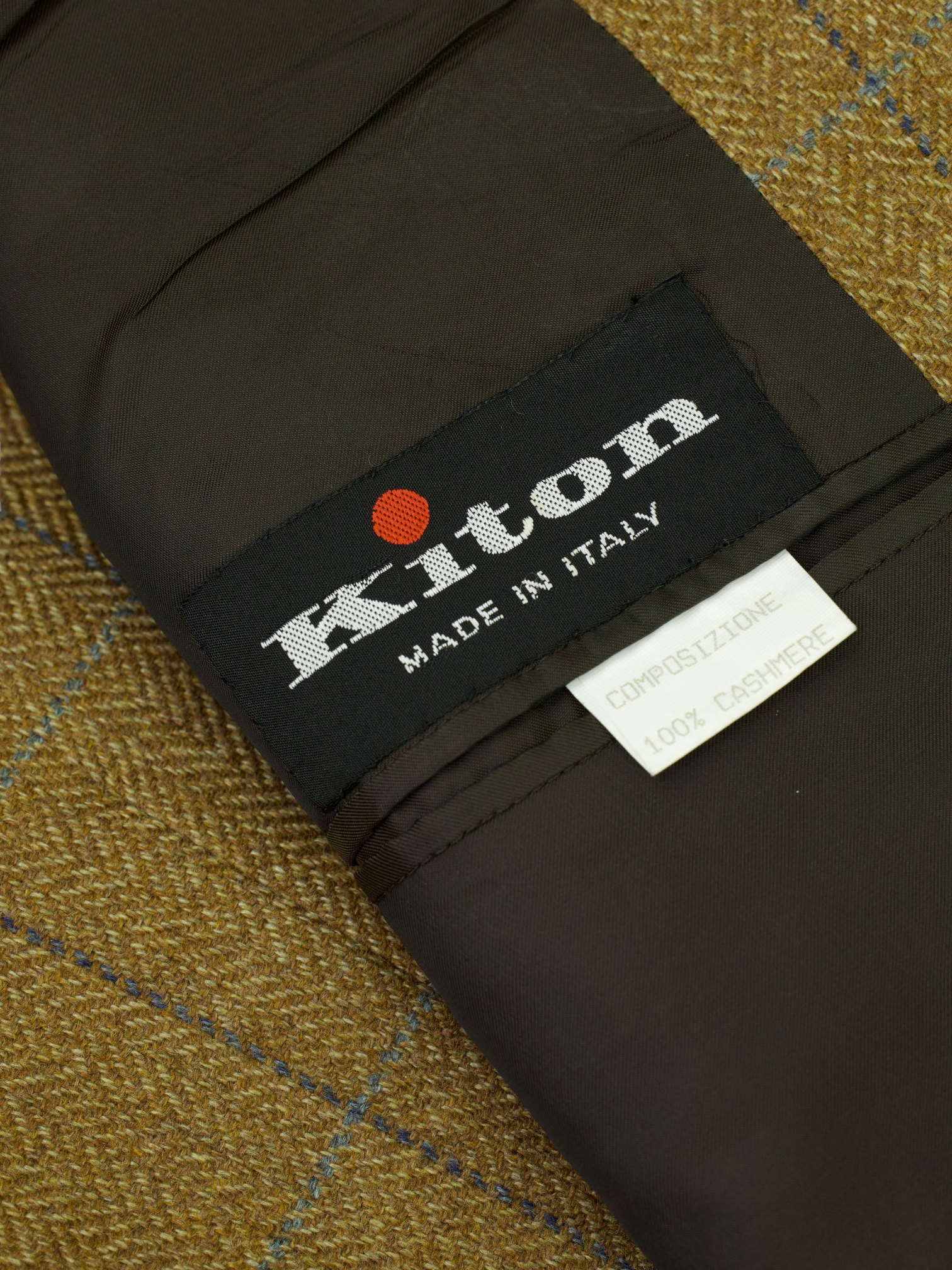 Kiton Brown & Blue Pure Cashmere Windowpane Jacket