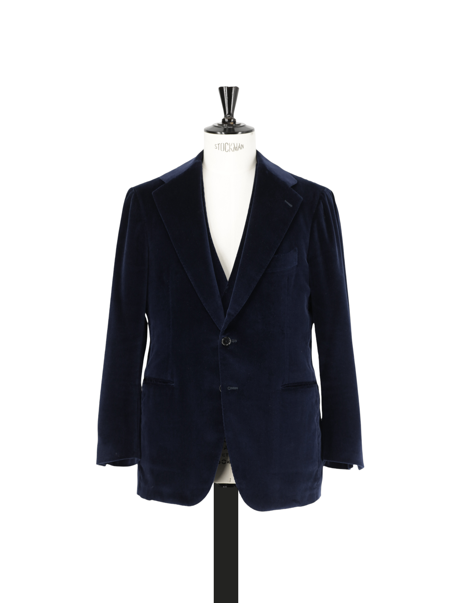 Cesare Attolini Dark Blue Cotton Velvet Smoking Jacket + Waistcoat