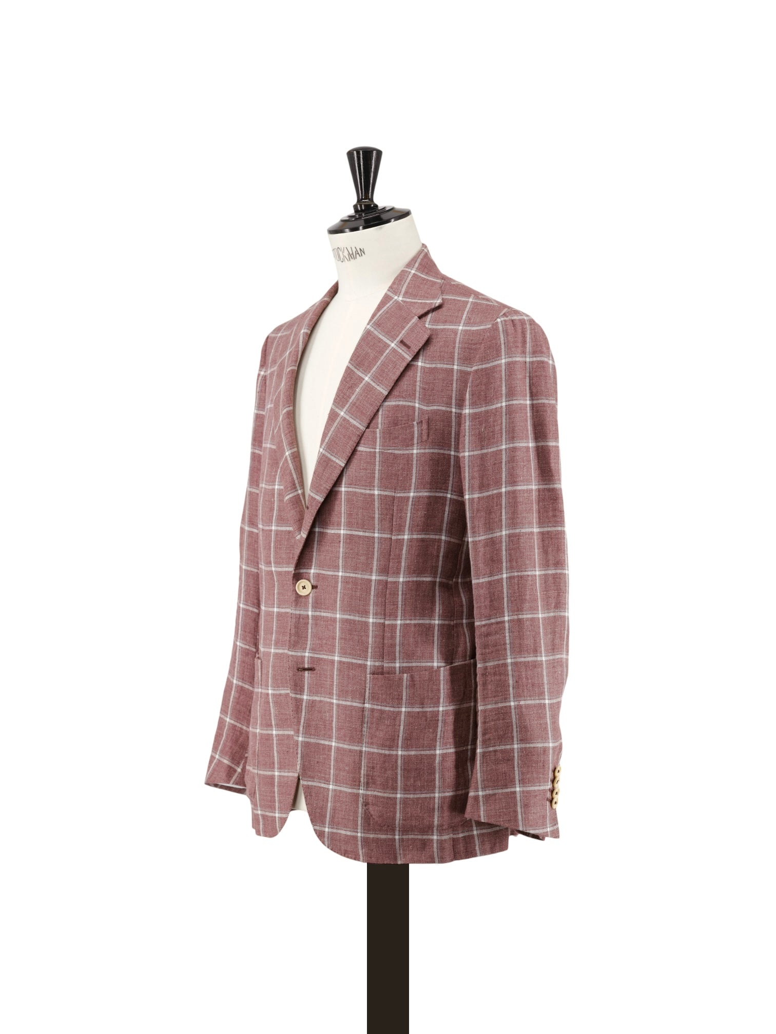 De Petrillo Old Pink & White Pure Linen Windowpane Jacket