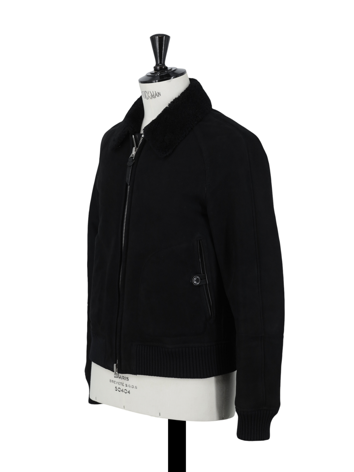 Tom Ford Black Lambskin Nubuck-Shearling Zip-Up Aviator Jacket