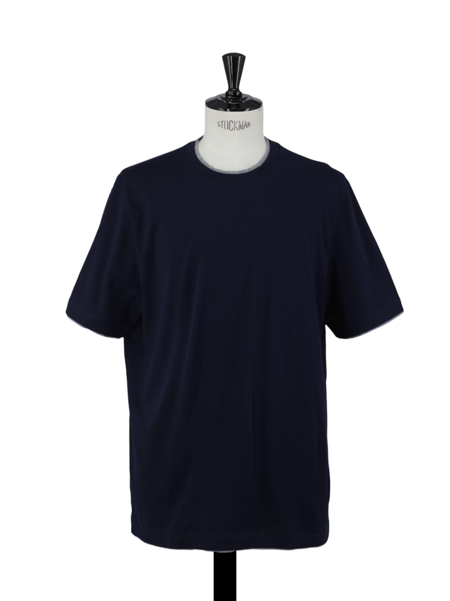 Brunello Cucinelli Navy & Light Grey Cotton Faux-Layering T-Shirt