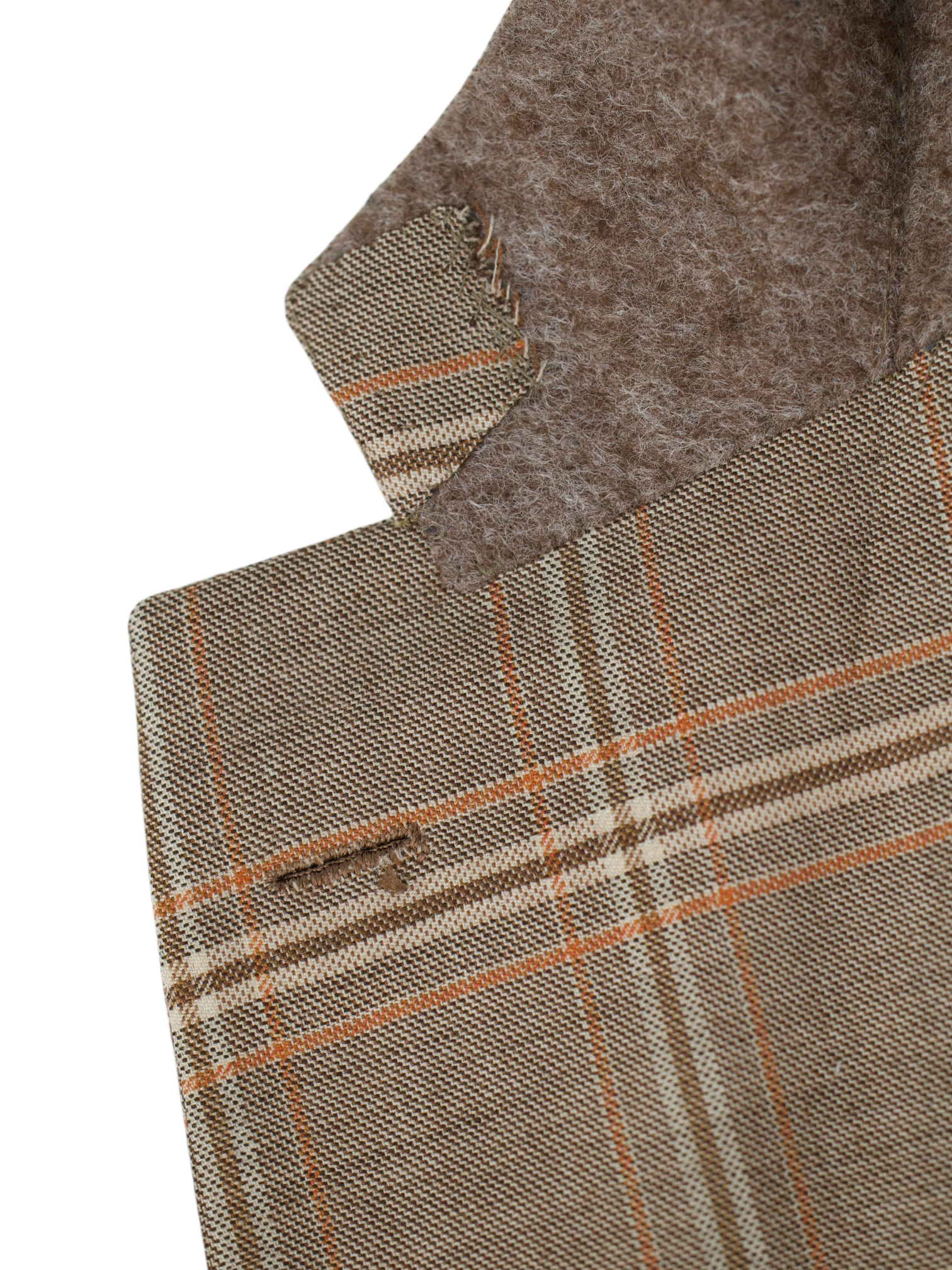 Kiton Light Brown & Orange Pure Cashmere Windowpane Jacket