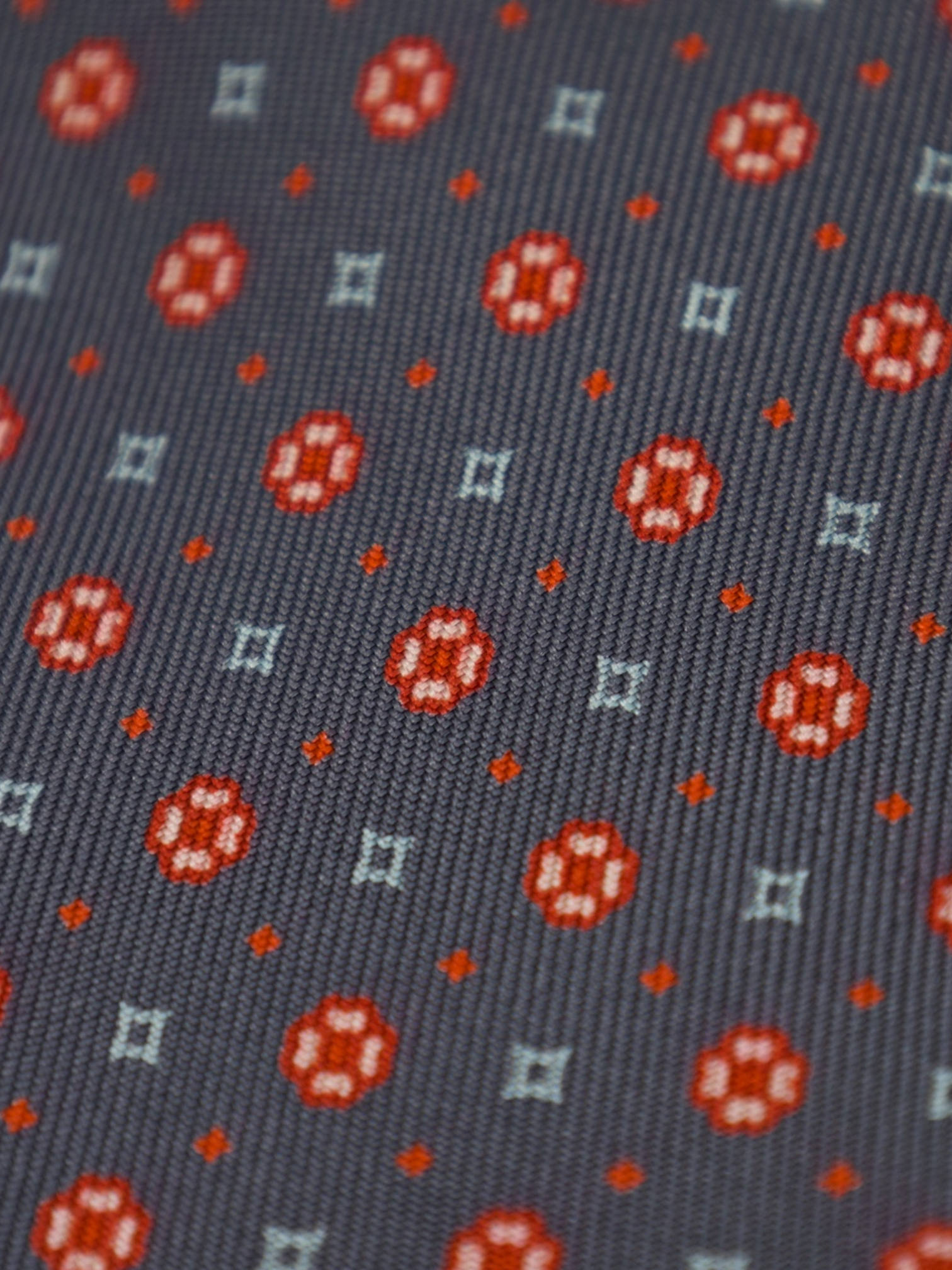 E. Marinella Grey & Red Geometric Silk Tie