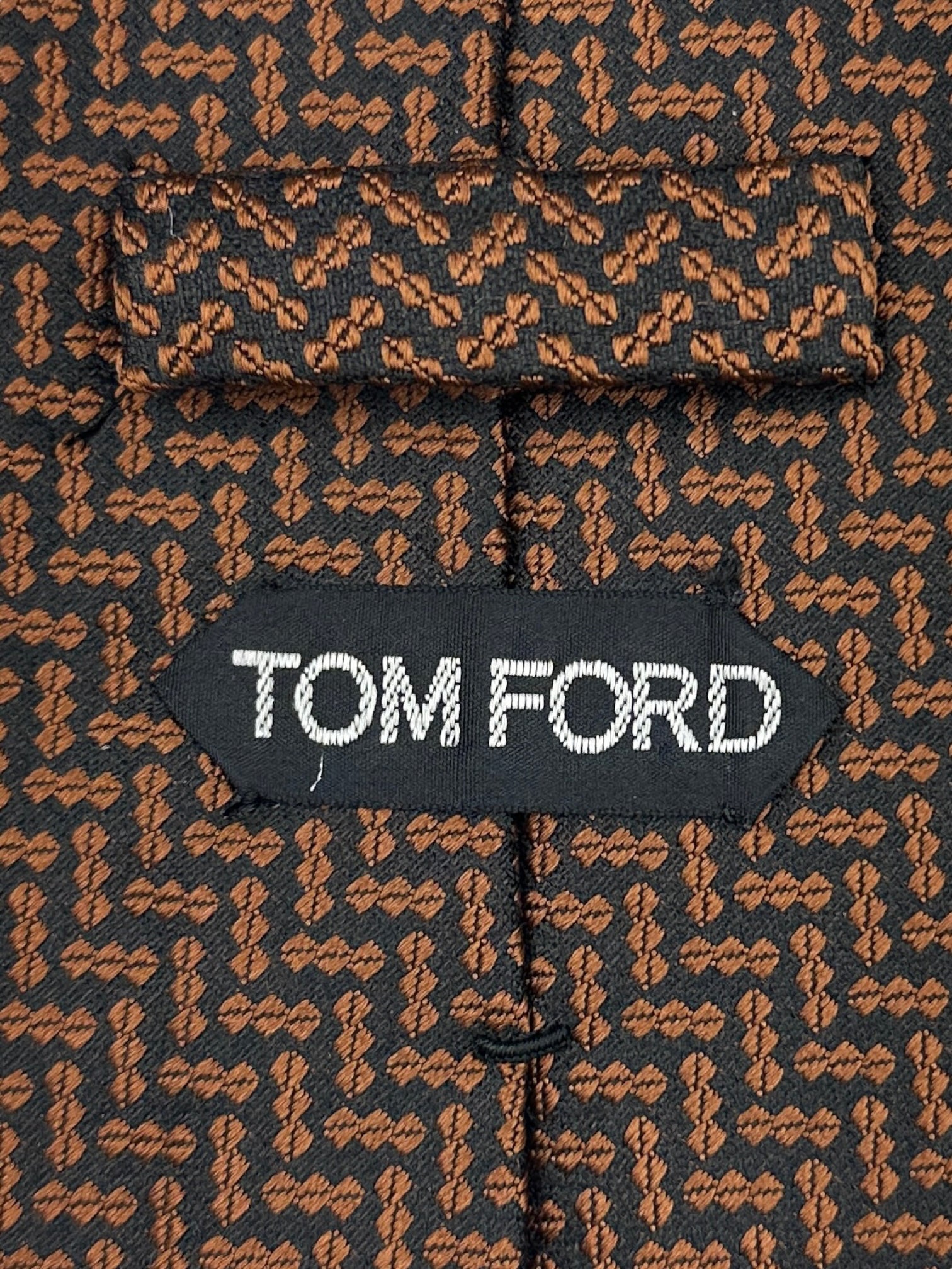 Tom Ford Brown Zig Zag Silk Tie