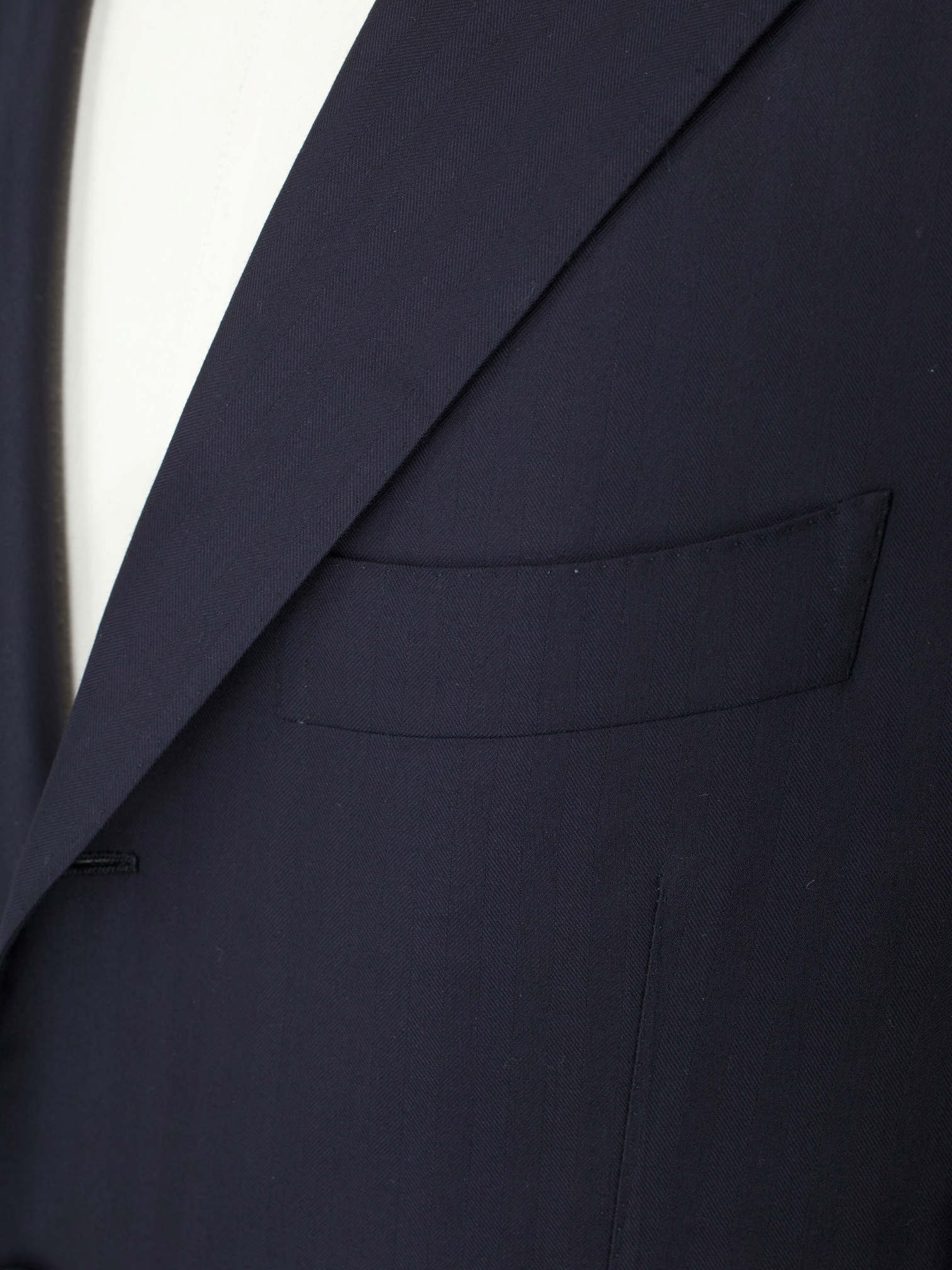 Cesare Attolini Deep Navy Super 210's Shadow-Herringbone Suit