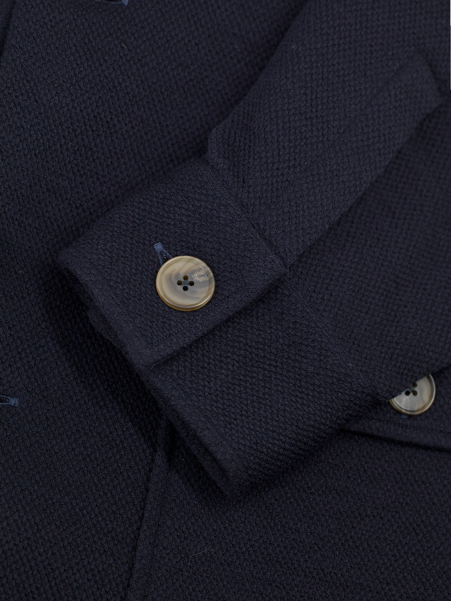 100 Hands Black Piqué-Knitted Wool Mandarin-Collar Traveller Jacket