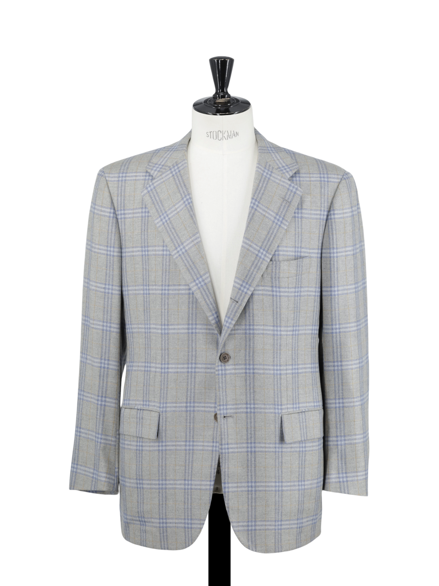 Kiton Taupe, Light Blue & Orange Pure-Cashmere Windowpane Jacket