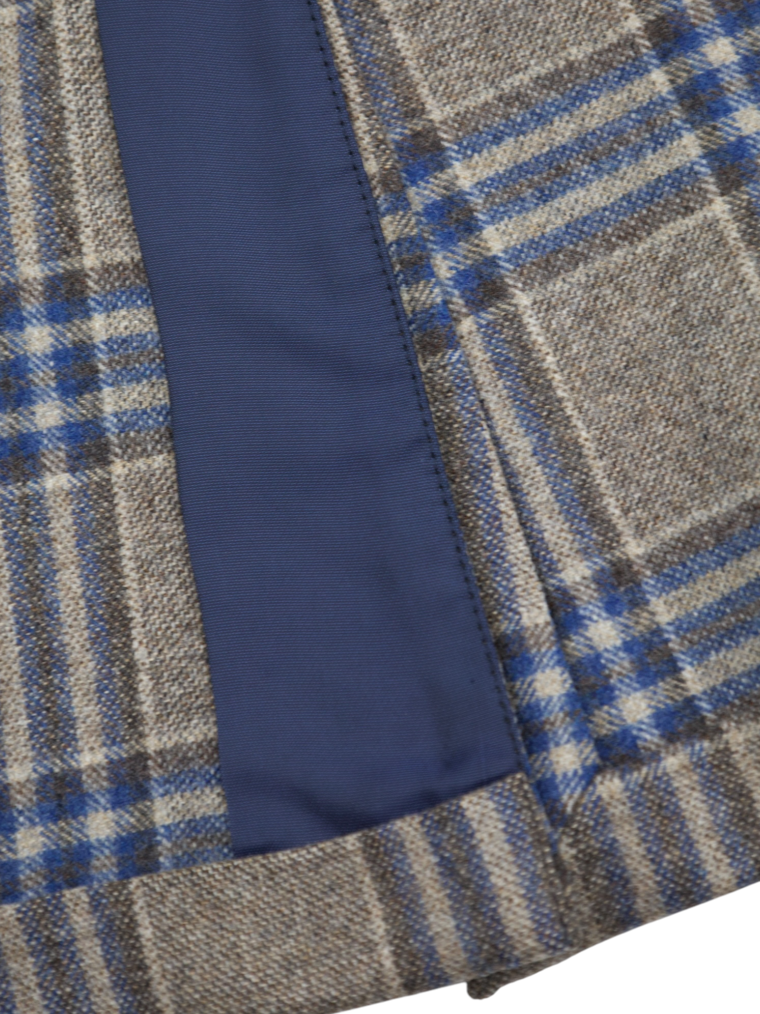 Ermenegildo Zegna Light Brown & Royal Blue Trofeo Wool & Cashmere Glencheck Jacket