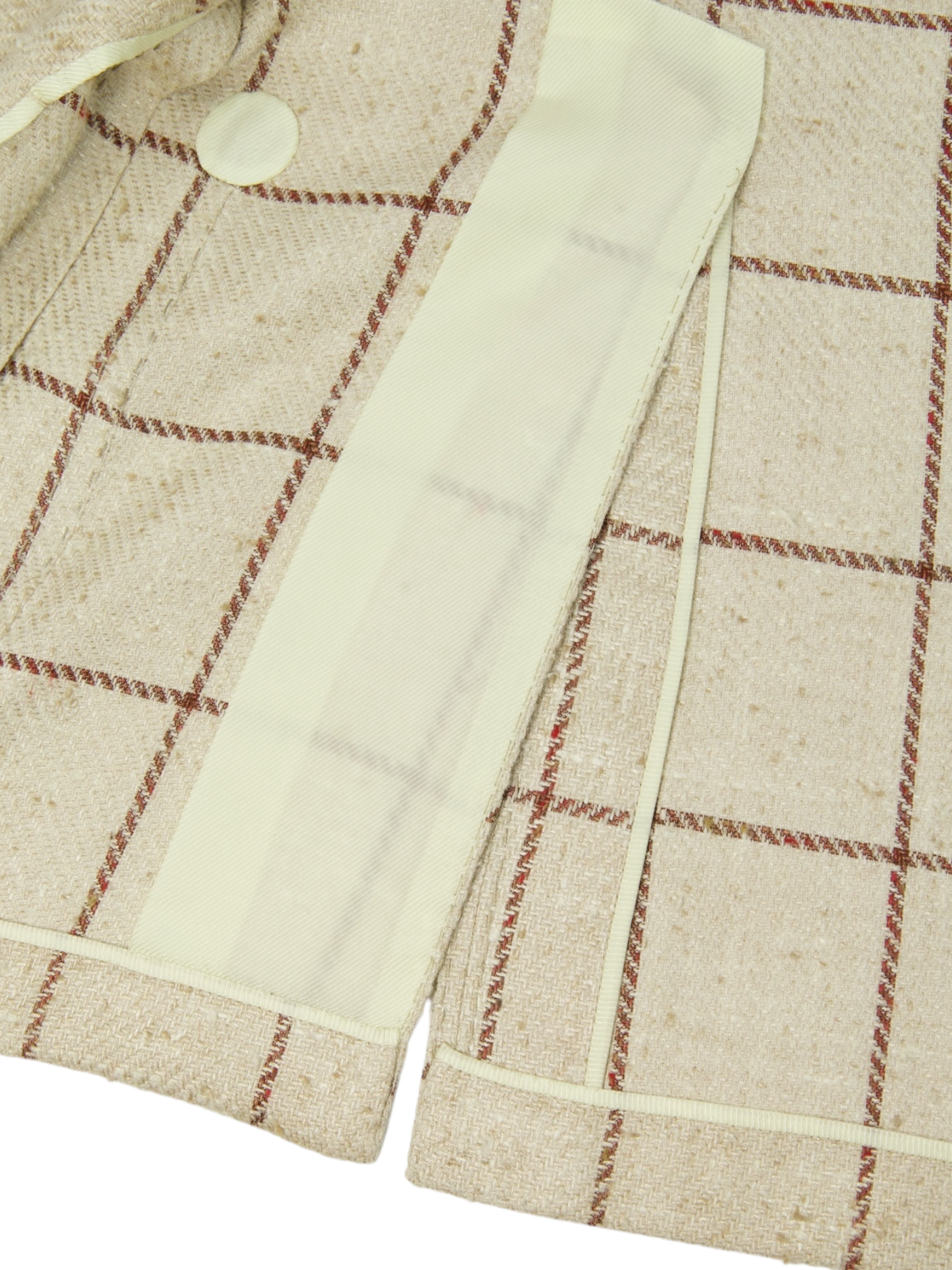 Cesare Attolini Beige Silk & Wool Windowpane Jacket