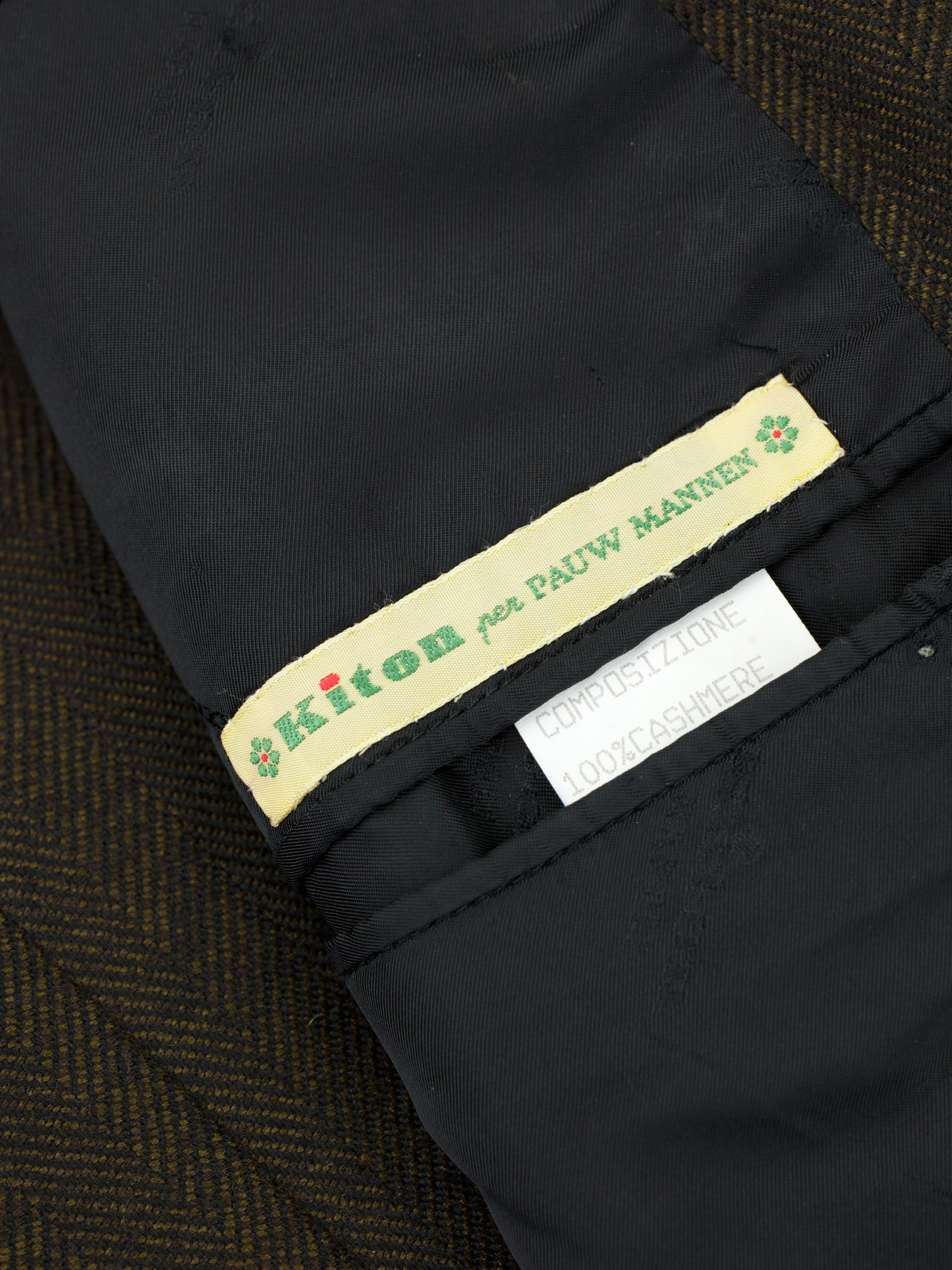 Kiton Chocolate Brown Pure Cashmere Herringbone Jacket