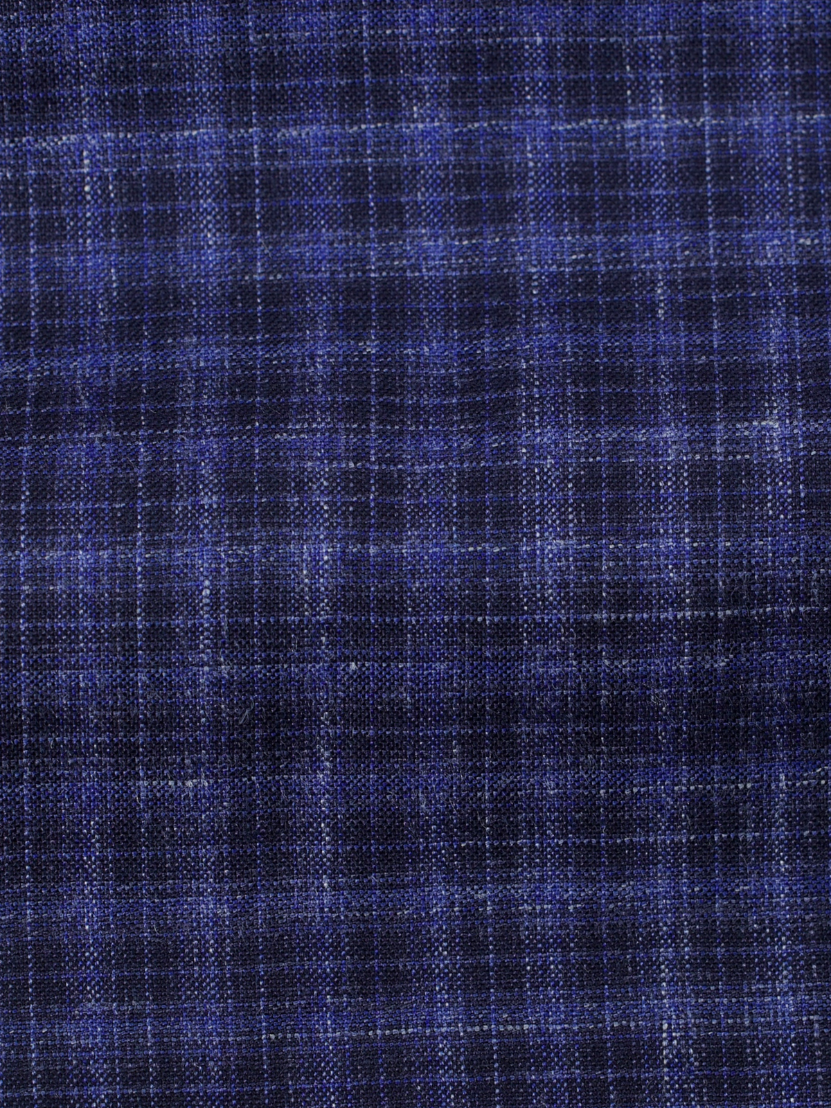 Kiton Royal Blue Cashmere, Silk & Linen Checkered Lungo Jacket