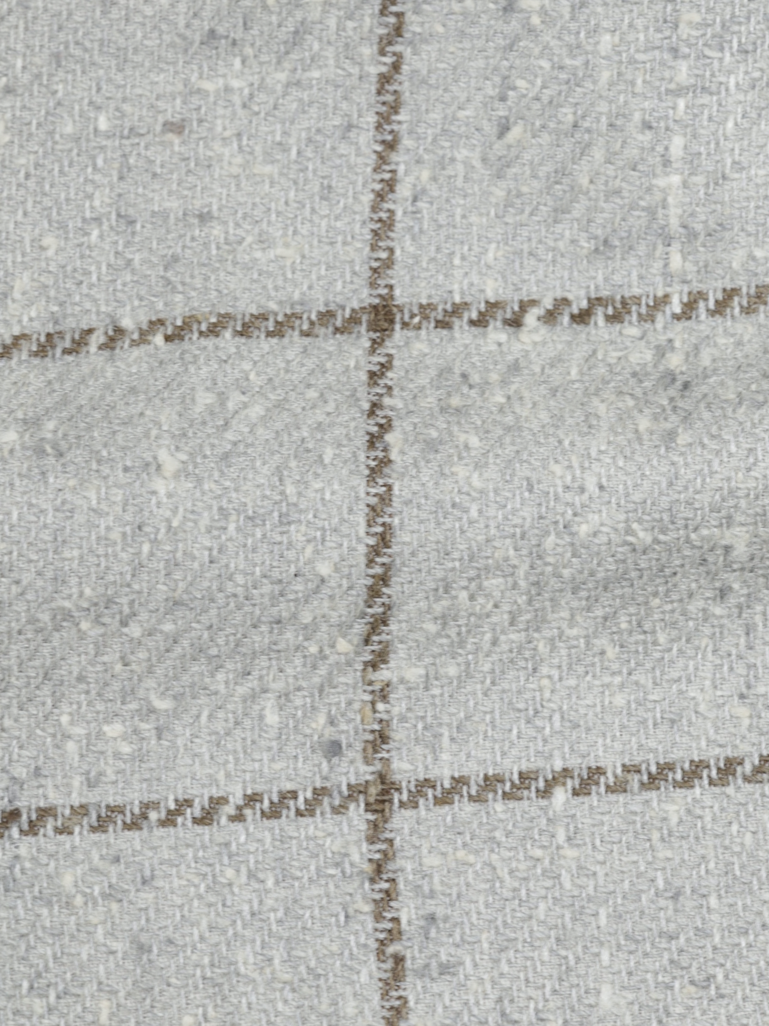 Kiton Taupe & Lichtbruin Zijde & Fleece-Wol Windowpane Jasje