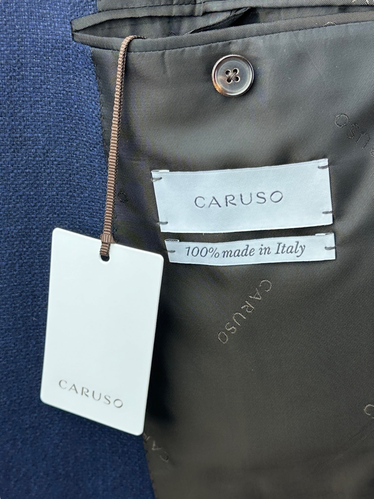 Caruso marineblauw Tosca-jack van wol, linnen en kasjmier