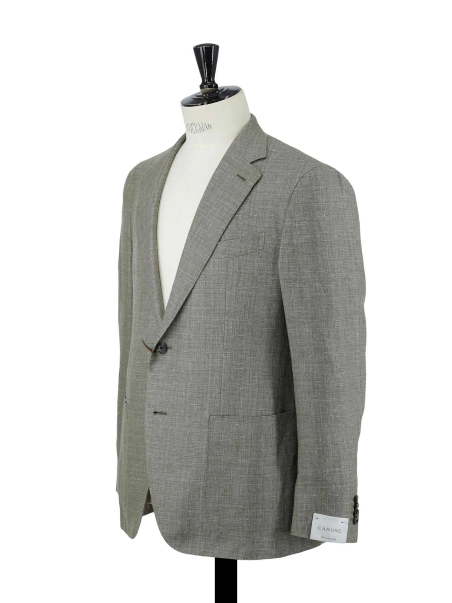 Caruso Light Sage Green Linen & Wool Plain-Weave Aida Jacket
