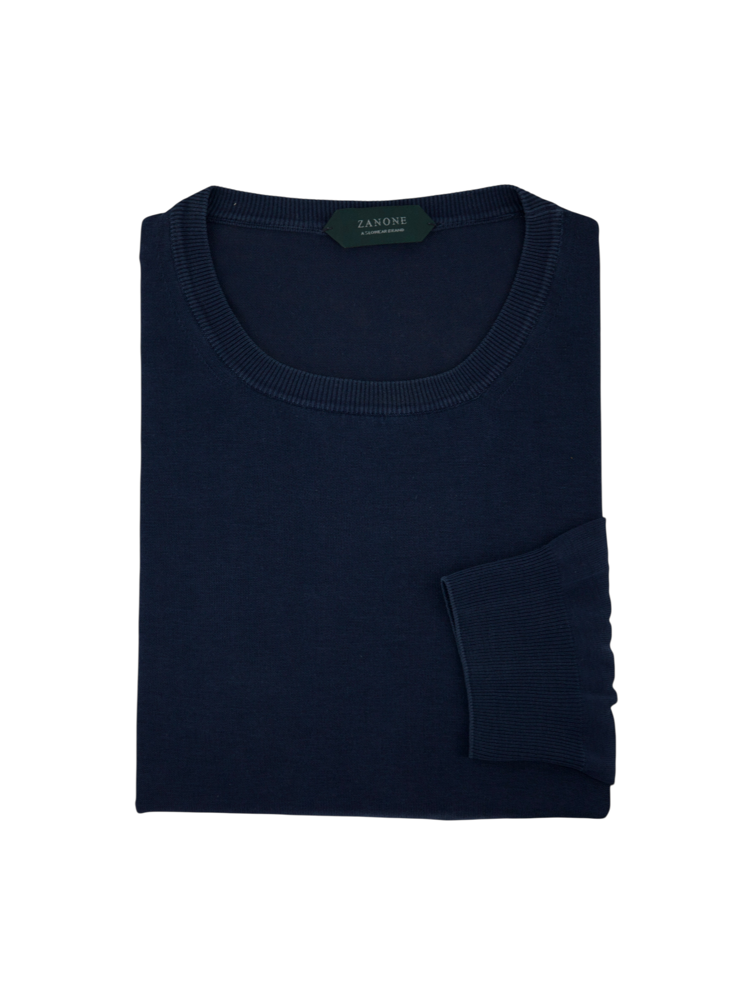 Zanone Navy High-Twist Lightweight Cotton Roundneck