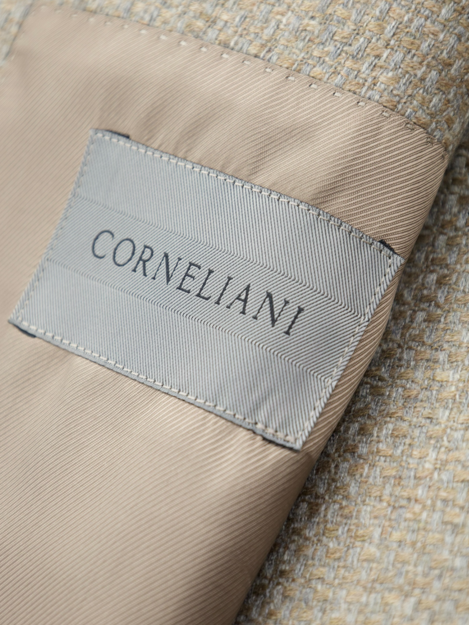 Corneliani Greige Pure Cashmere Micro-Pattern Jacket