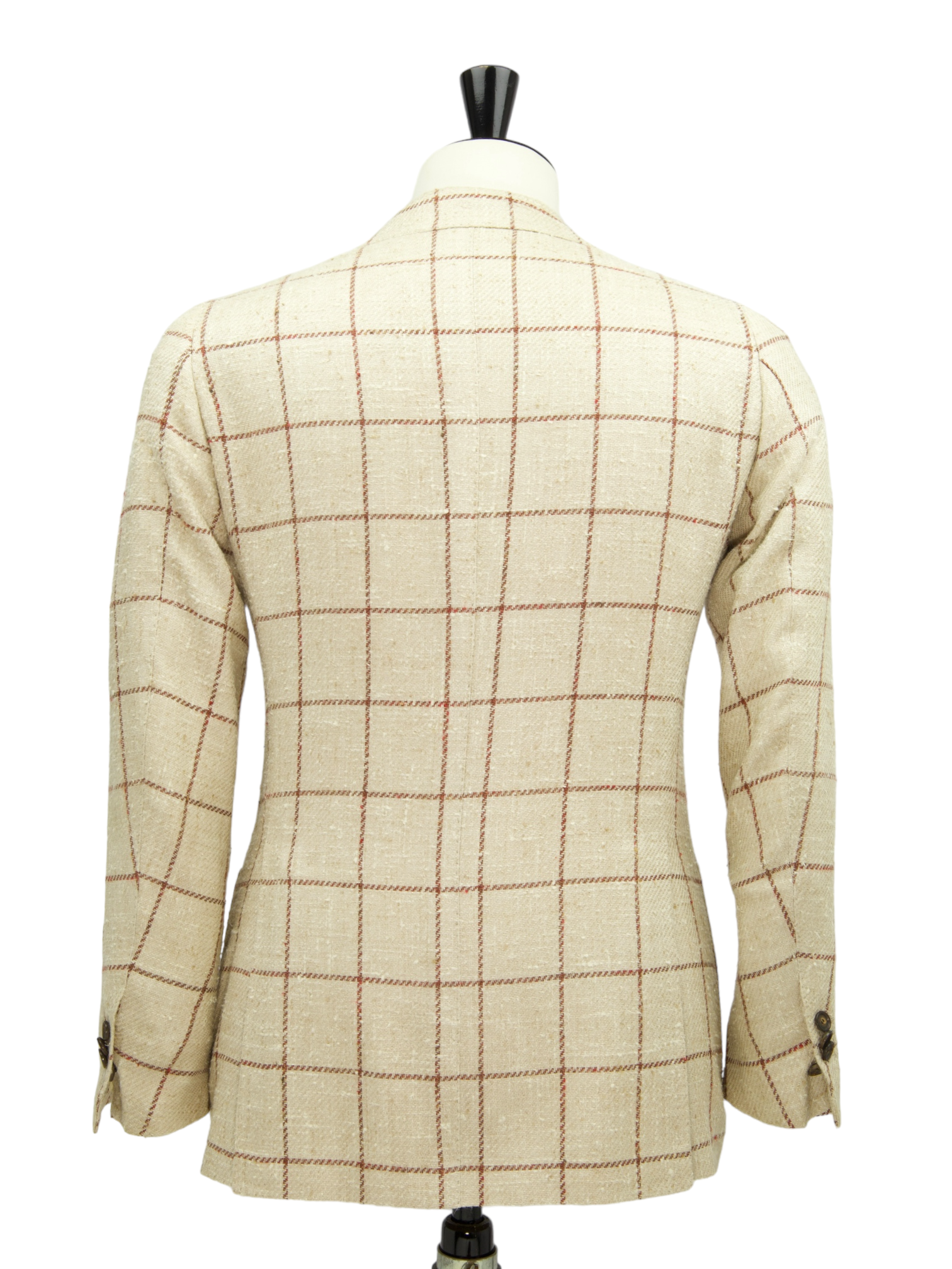 Cesare Attolini Beige Silk & Wool Windowpane Jacket