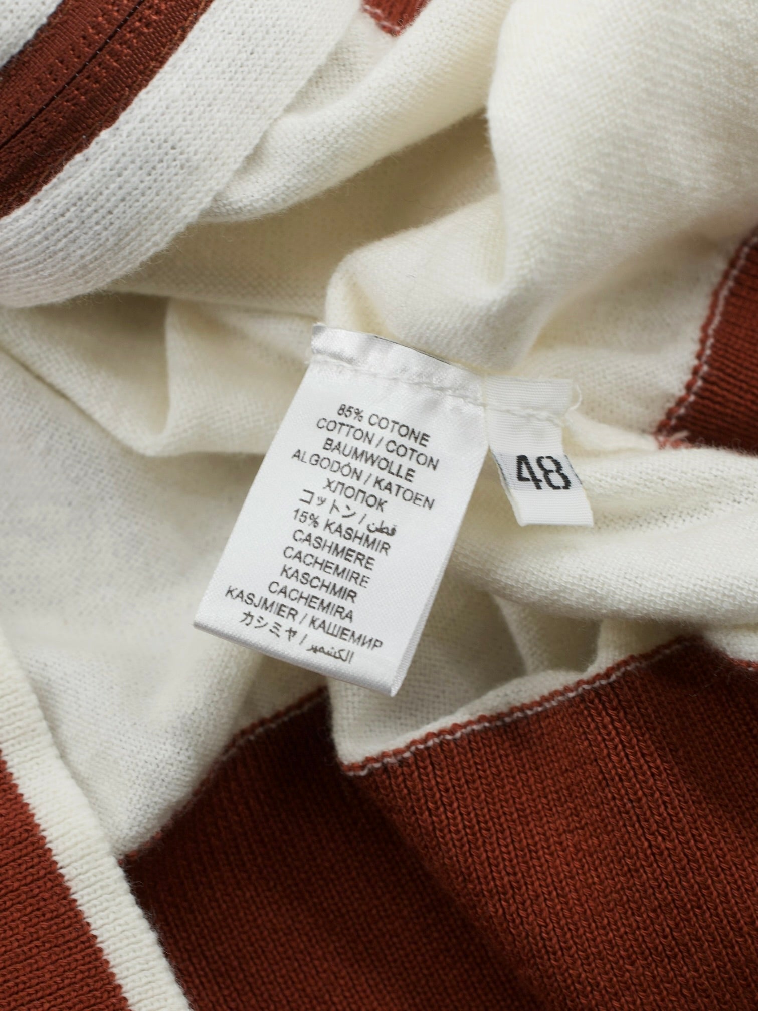 Doriani Cashmere Offwhite & Burnt Orange Cotton & Cashmere Full-Zip Knitwear