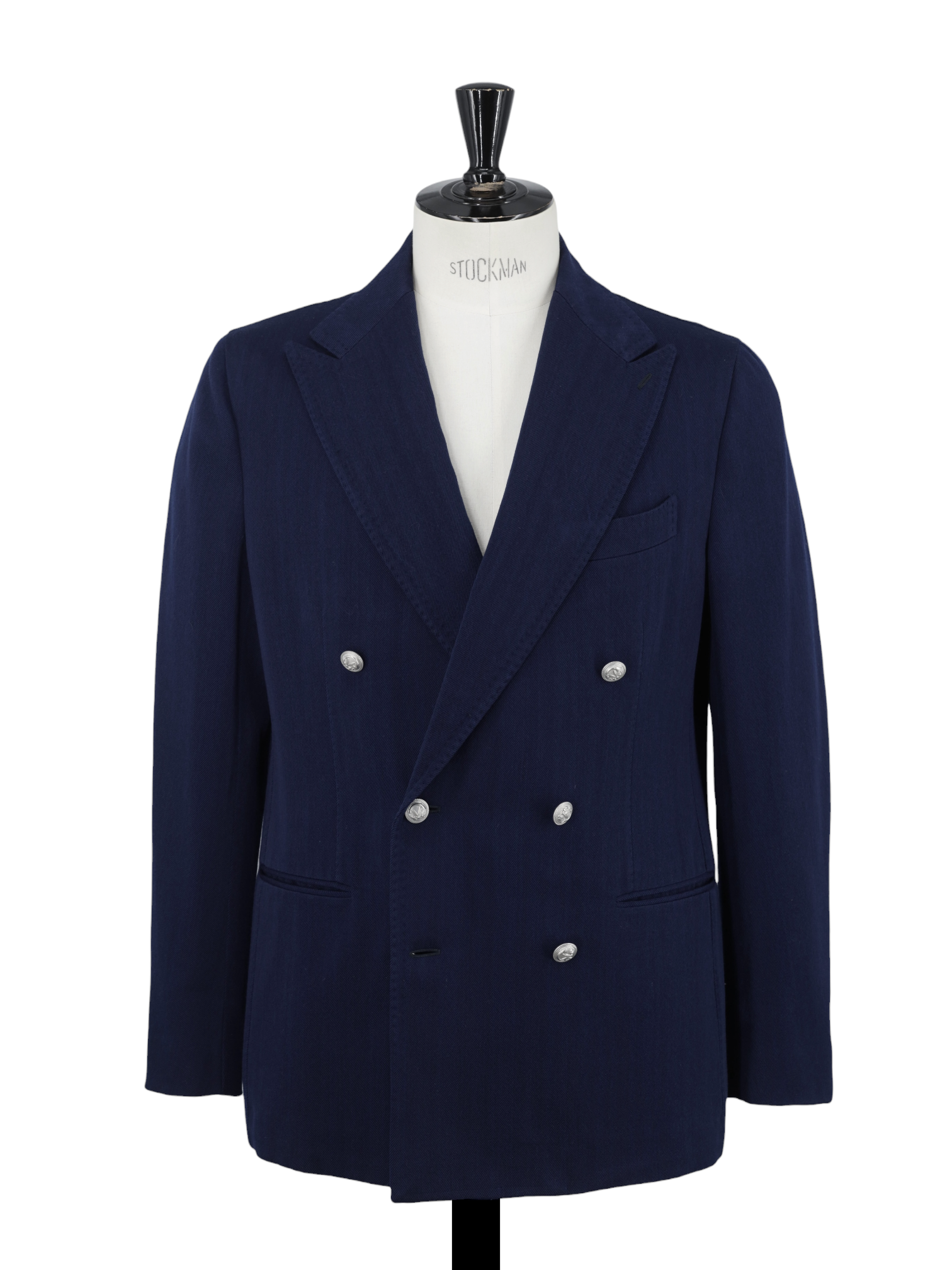Stile Latino Marine Blue Double-Breasted Cotton-Twill Blazer Jacket