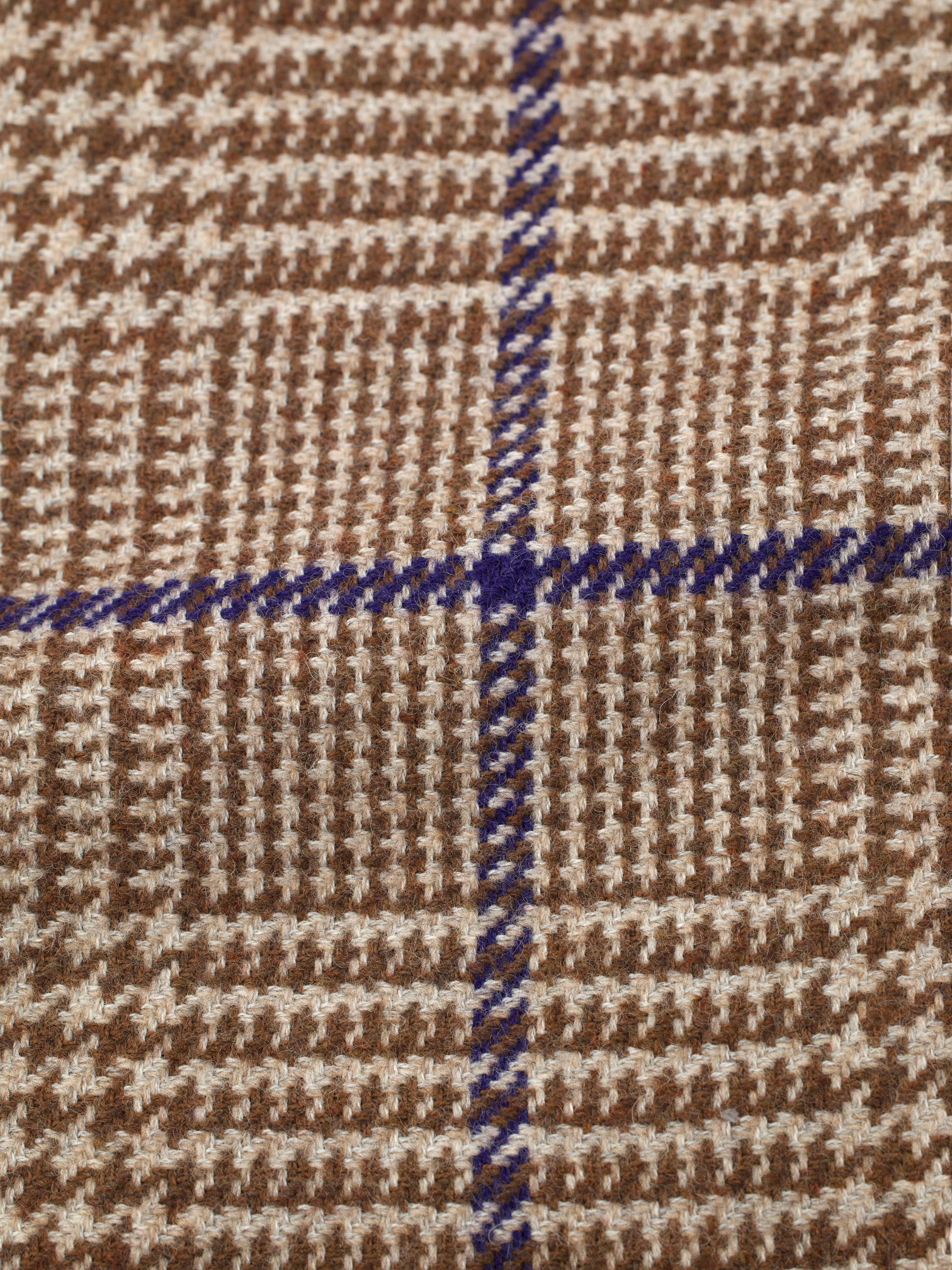 Stile Latino Brown & Royal Blue Wool, Cotton & Stretch Prince of Wales Jacket