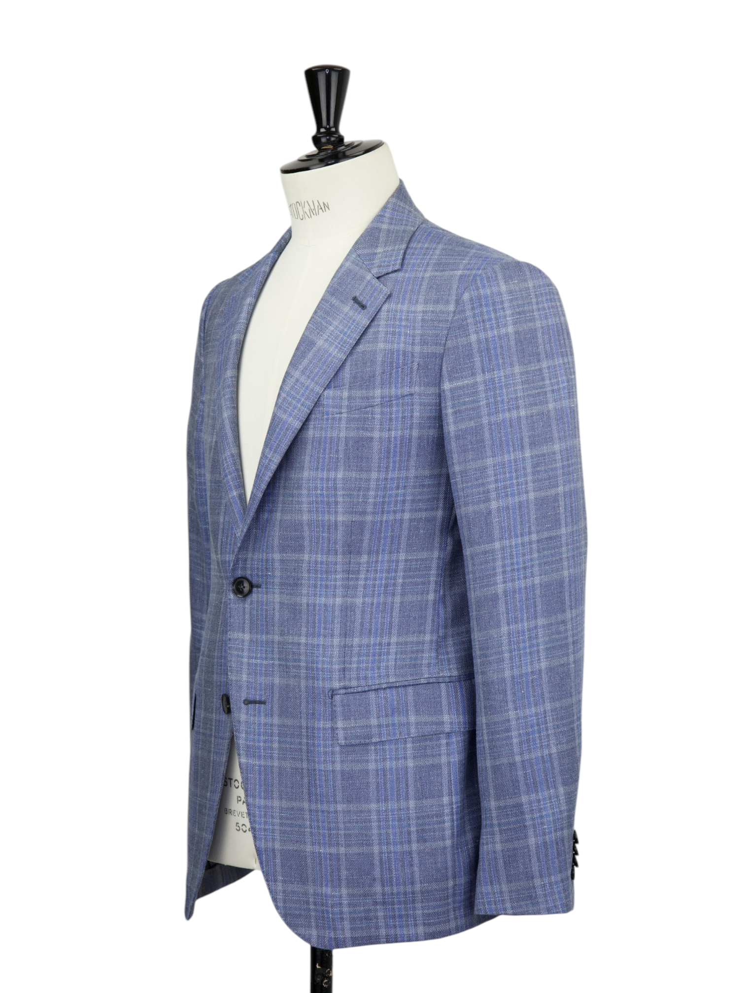 Ermenegildo Zegna Steel Grey & Blue Cashmere, Silk & Hemp Glenplaid Jacket