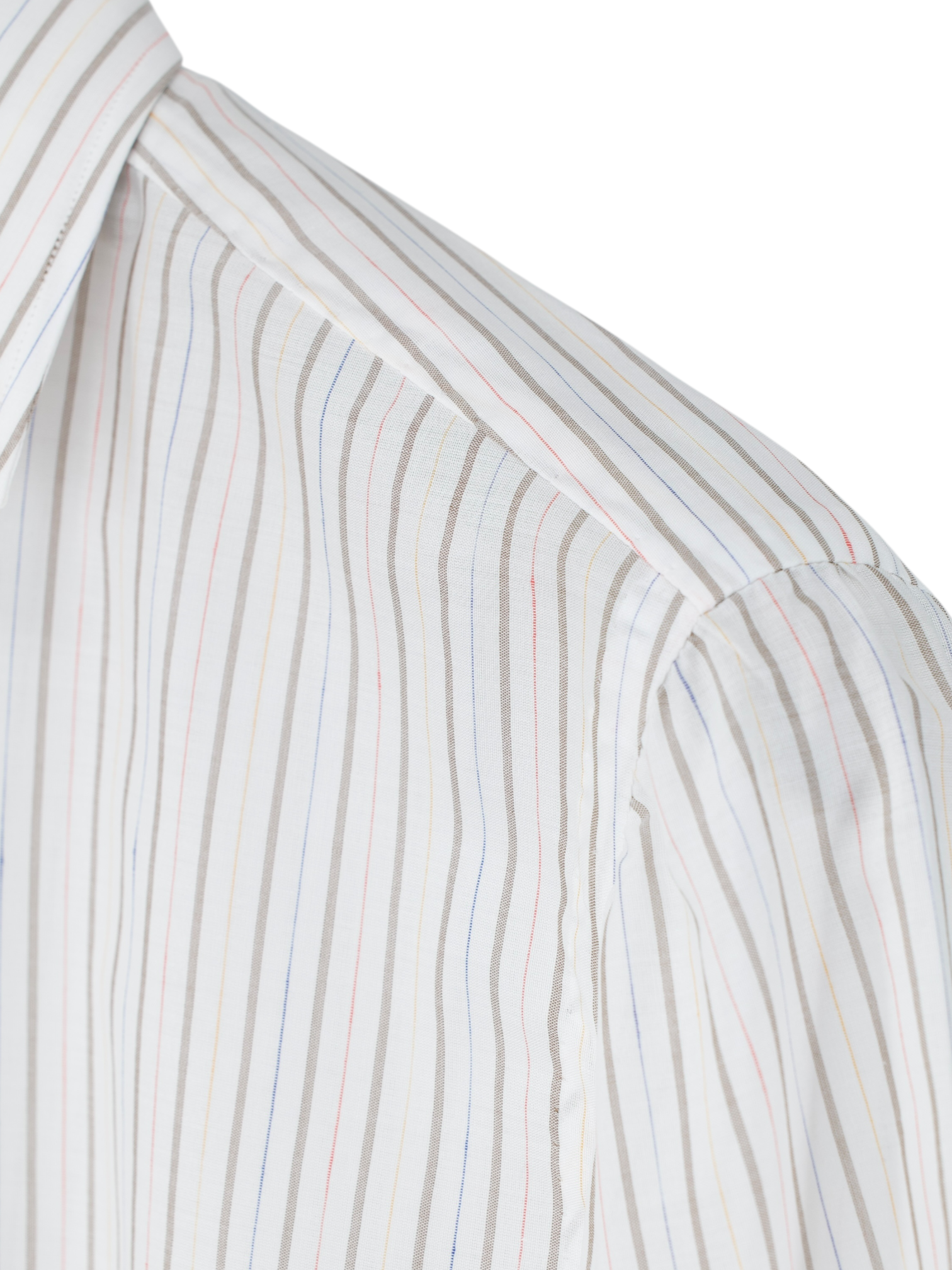Finamore White & Multicolor Cotton & Linen "Carlo Riva" Summer Shirt