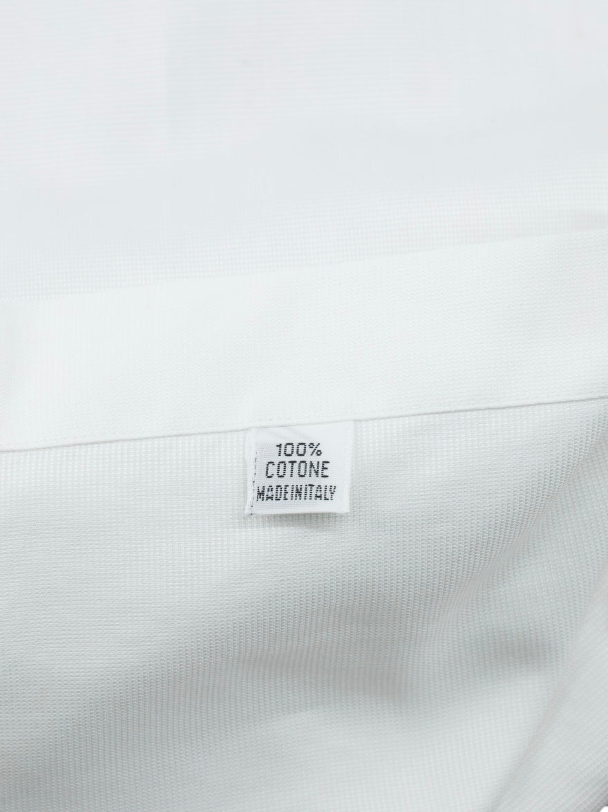 Finamore White Dobby-Cotton Spread-Collar Shirt