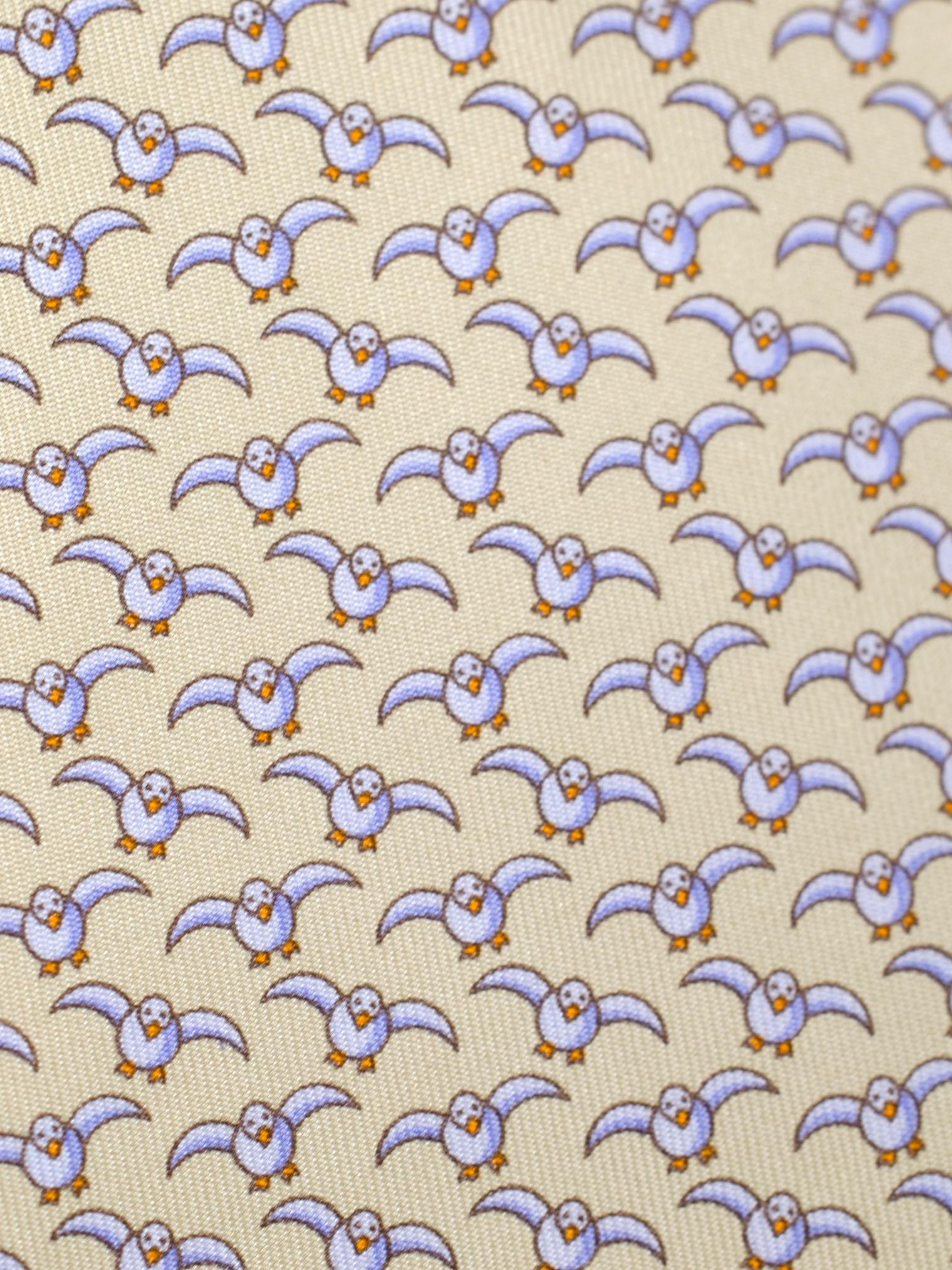 Hermès x ING Private-Banking Taupe Silk Seagull-Pattern Tie