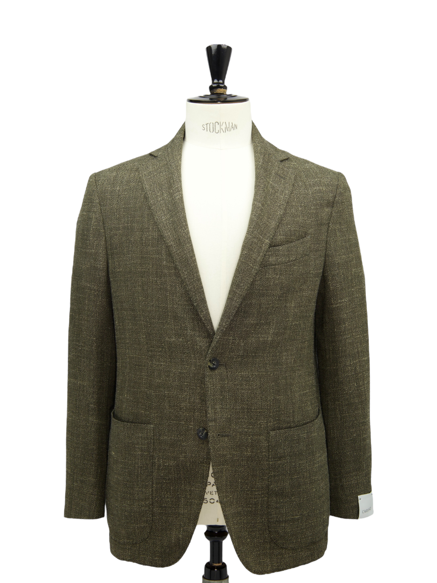 Caruso Olive Green Wool, Silk & Linen Micro-Structure Panarea Jacket