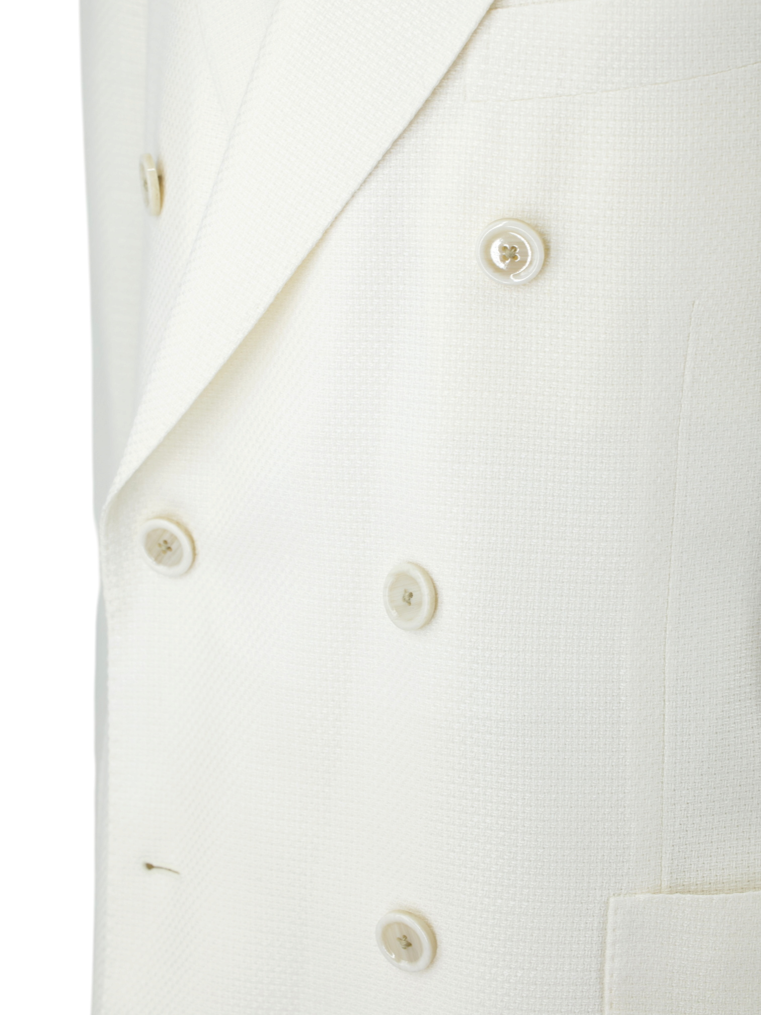 Lardini White Double Breasted Wool, Linen & Silk Hopsack Jacket