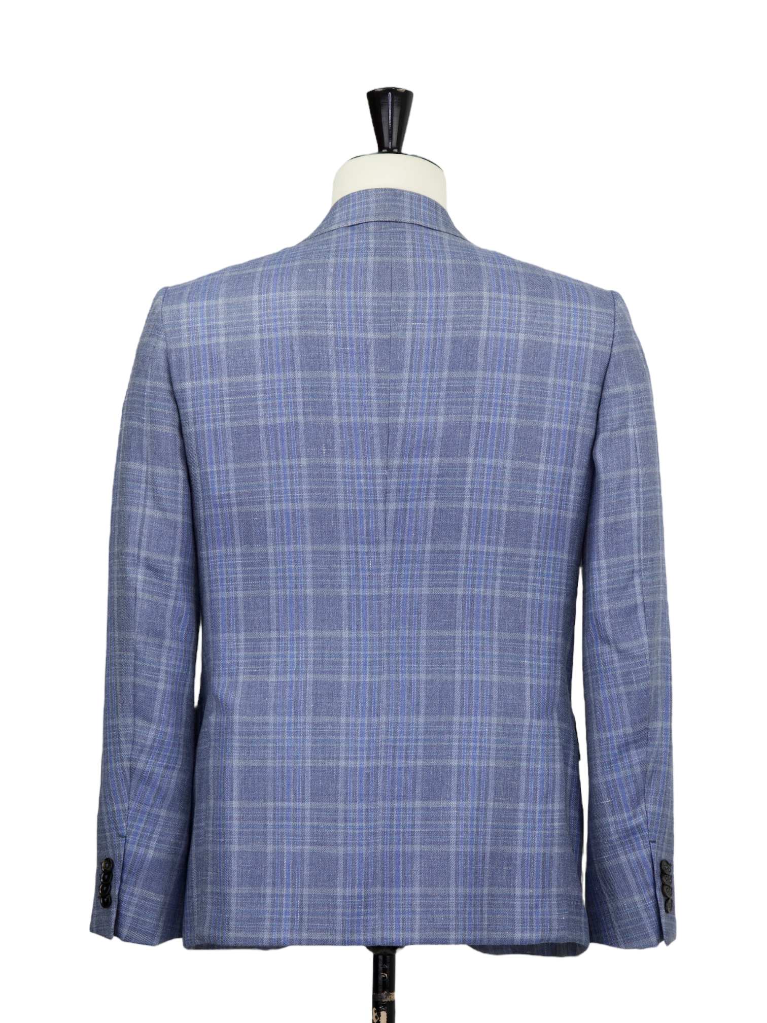 Ermenegildo Zegna Steel Grey & Blue Cashmere, Silk & Hemp Glenplaid Jacket