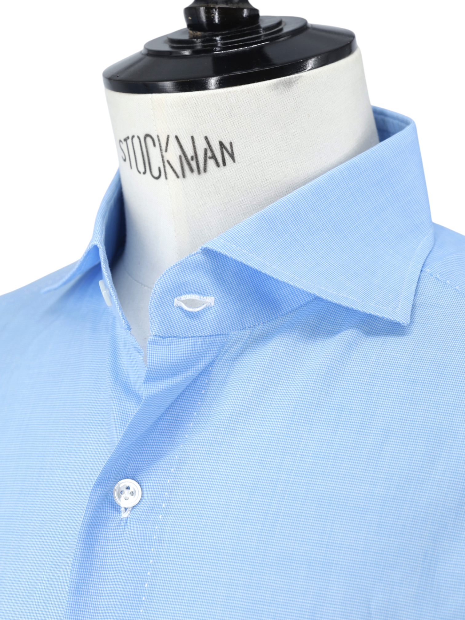 Finamore Azure Blue Carlo-Riva Cotton Micro-Pattern Shirt