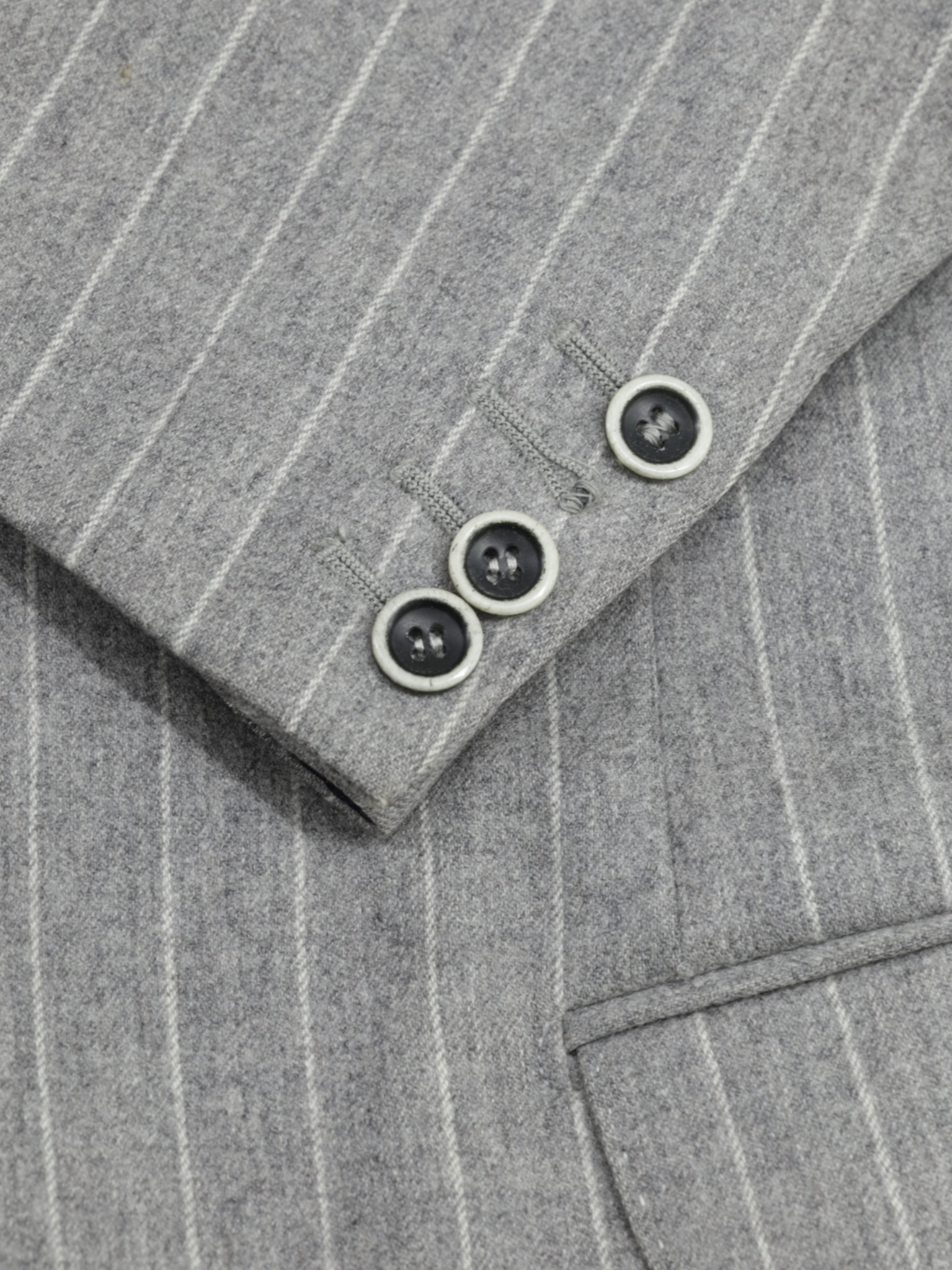 Brunello Cucinelli Grey Wool & Cashmere Elbow-Patch Pinstripe Jacket
