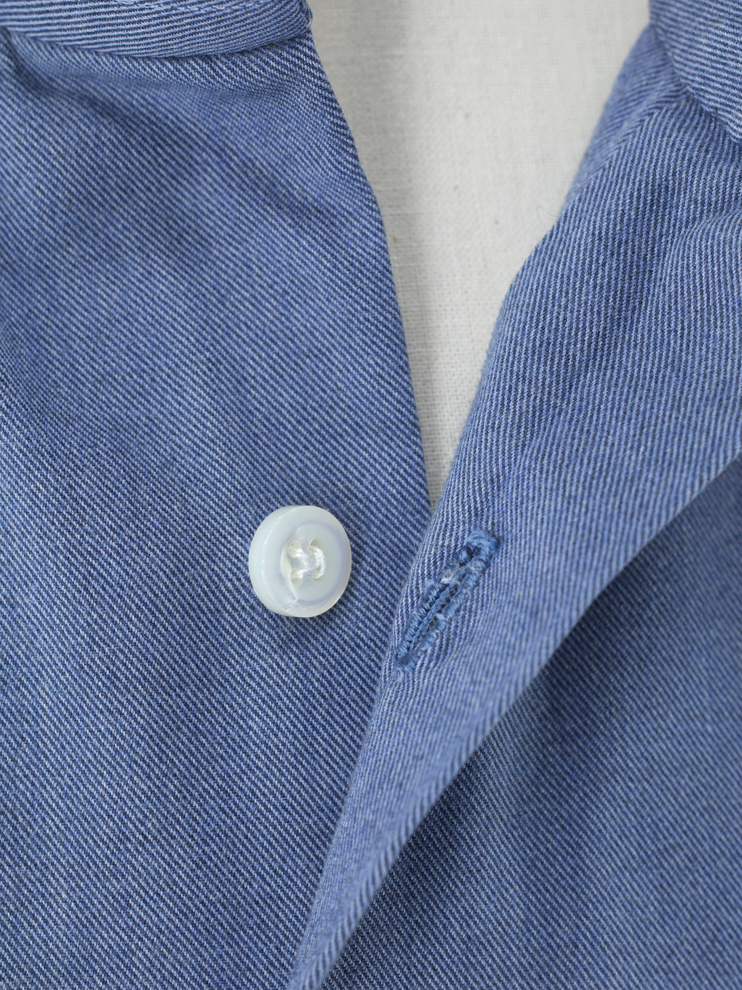 Cesare Attolini Steel Blue Pure Cotton Twill Shirt
