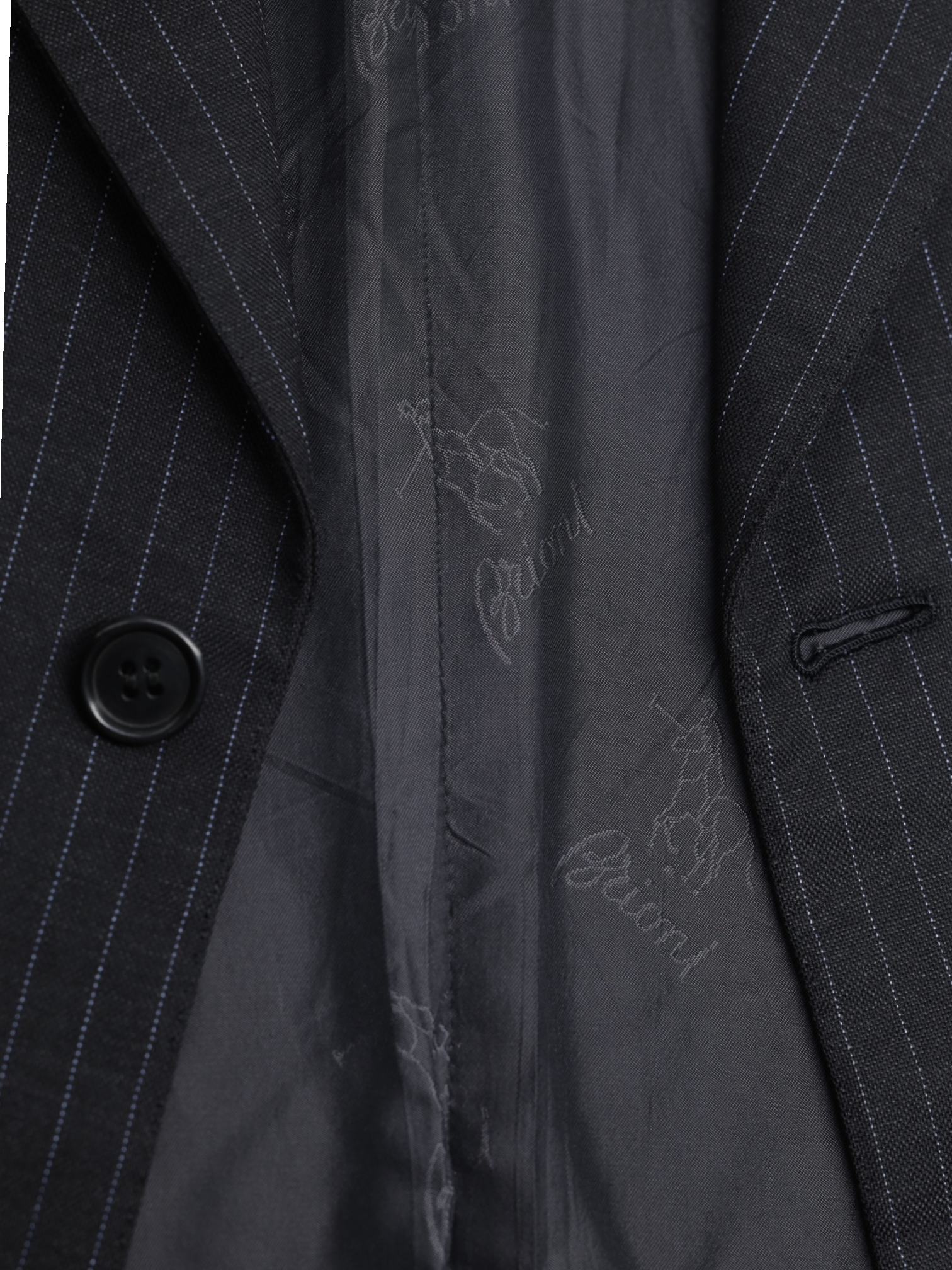 Brioni Anthracite & Light Blue Super 150's Wool Pinstripe Nomentano Suit