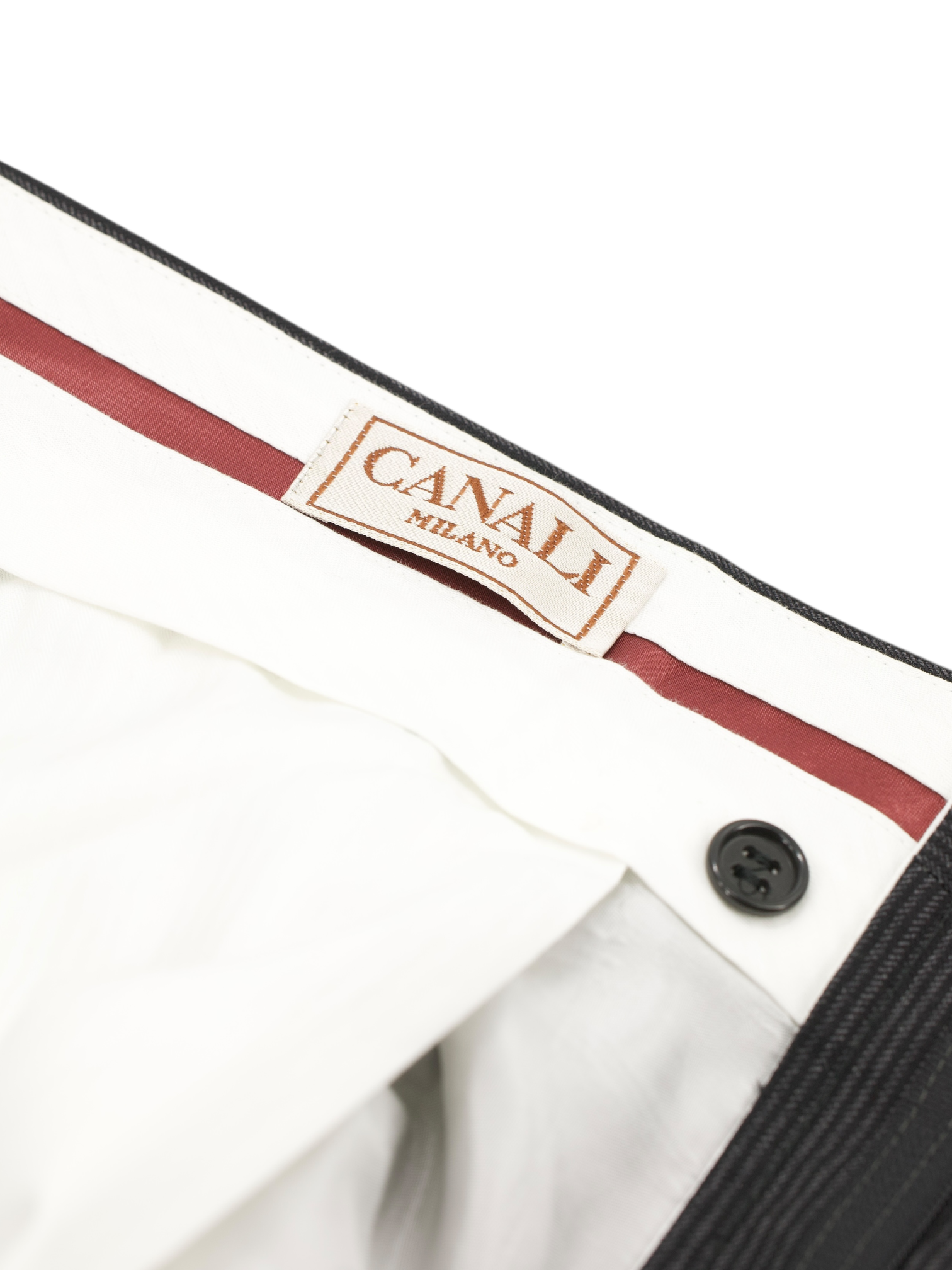 Canali Anthracite Wool Double-Pleated Pinstripe Ceremonial Trousers