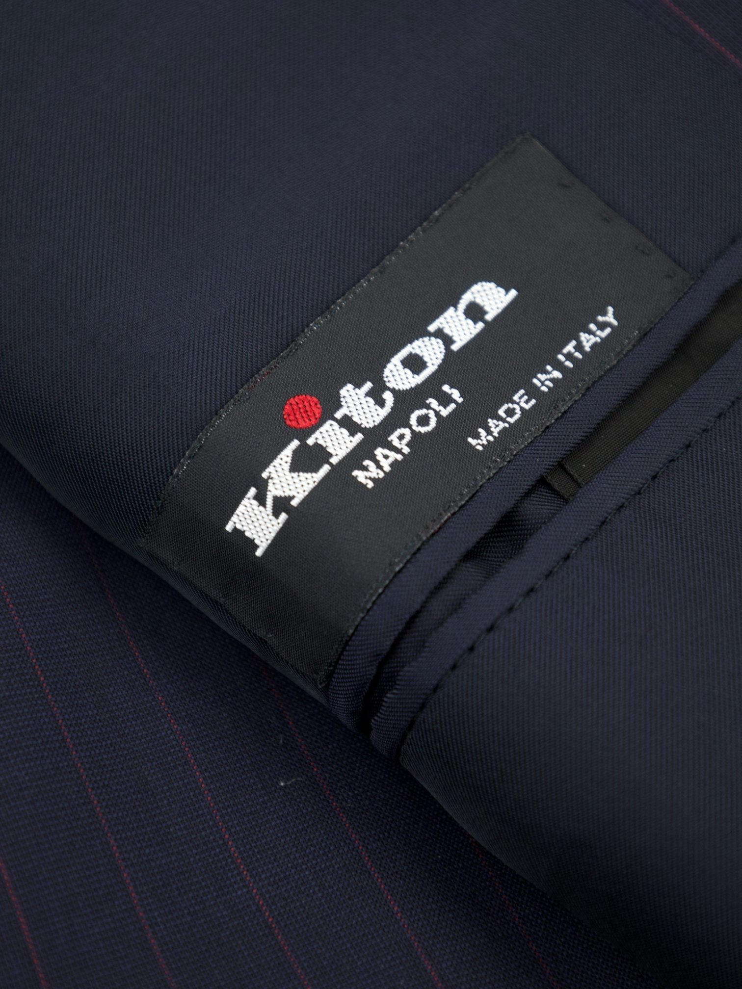 Kiton Navy & Red Fine-Wool Pinstripe Suit