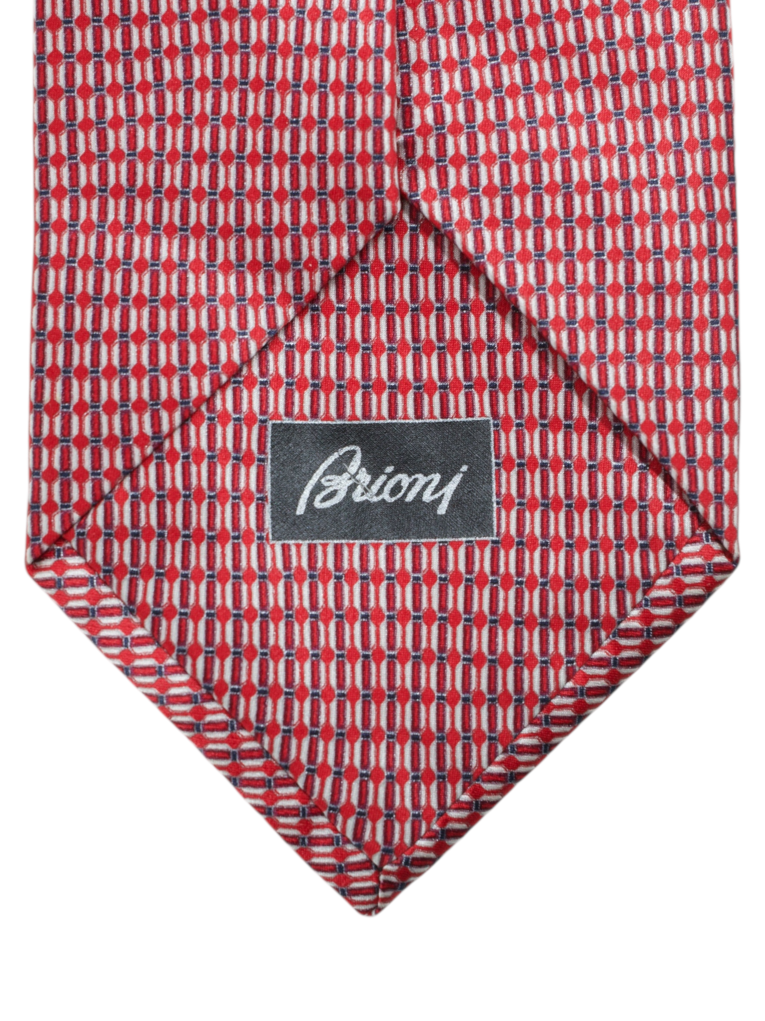 Brioni Red & Navy Silk Chain-Pattern Tie