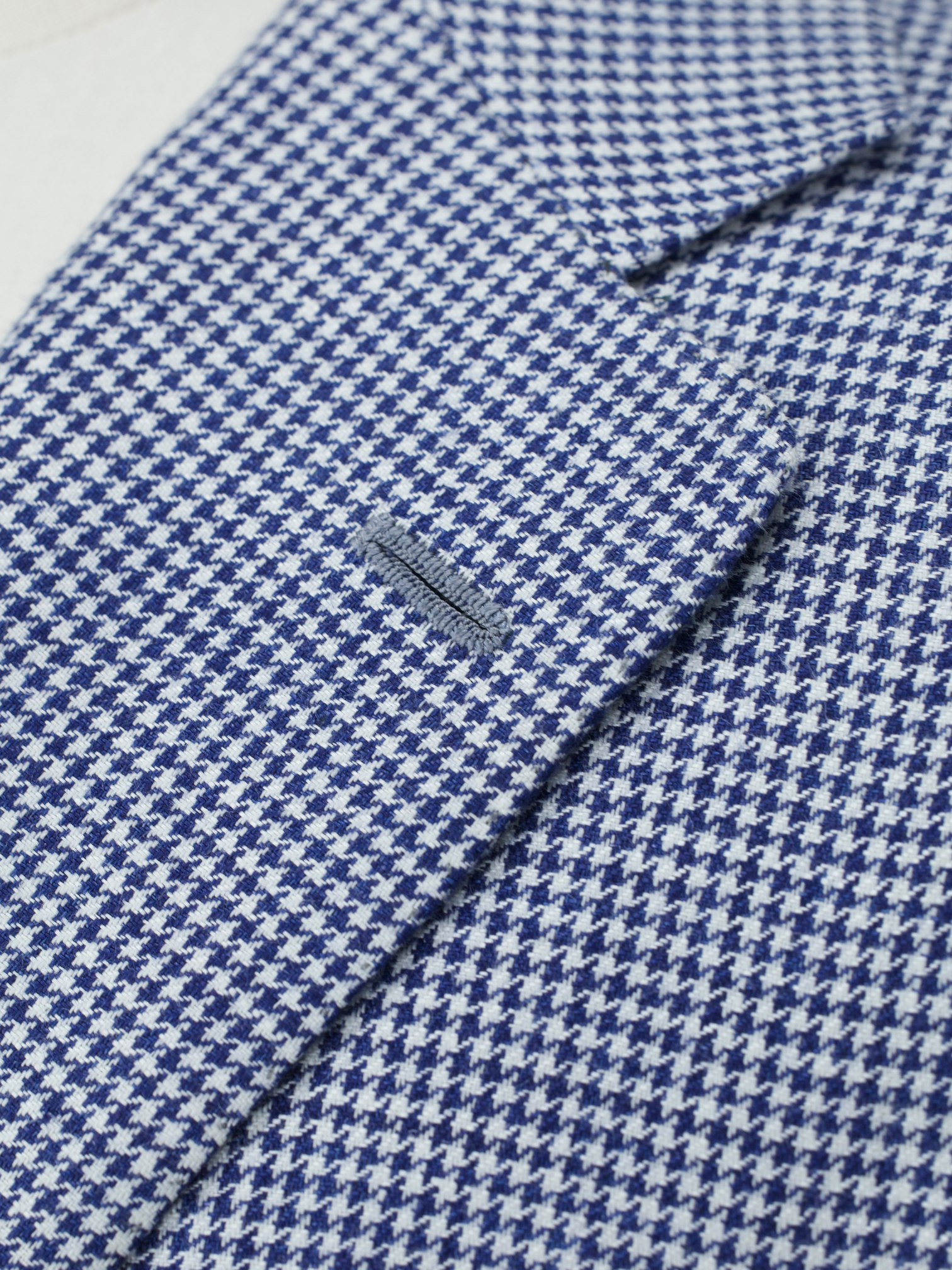 Kiton Navy & White Pure Linen Pied de Poule Jacket