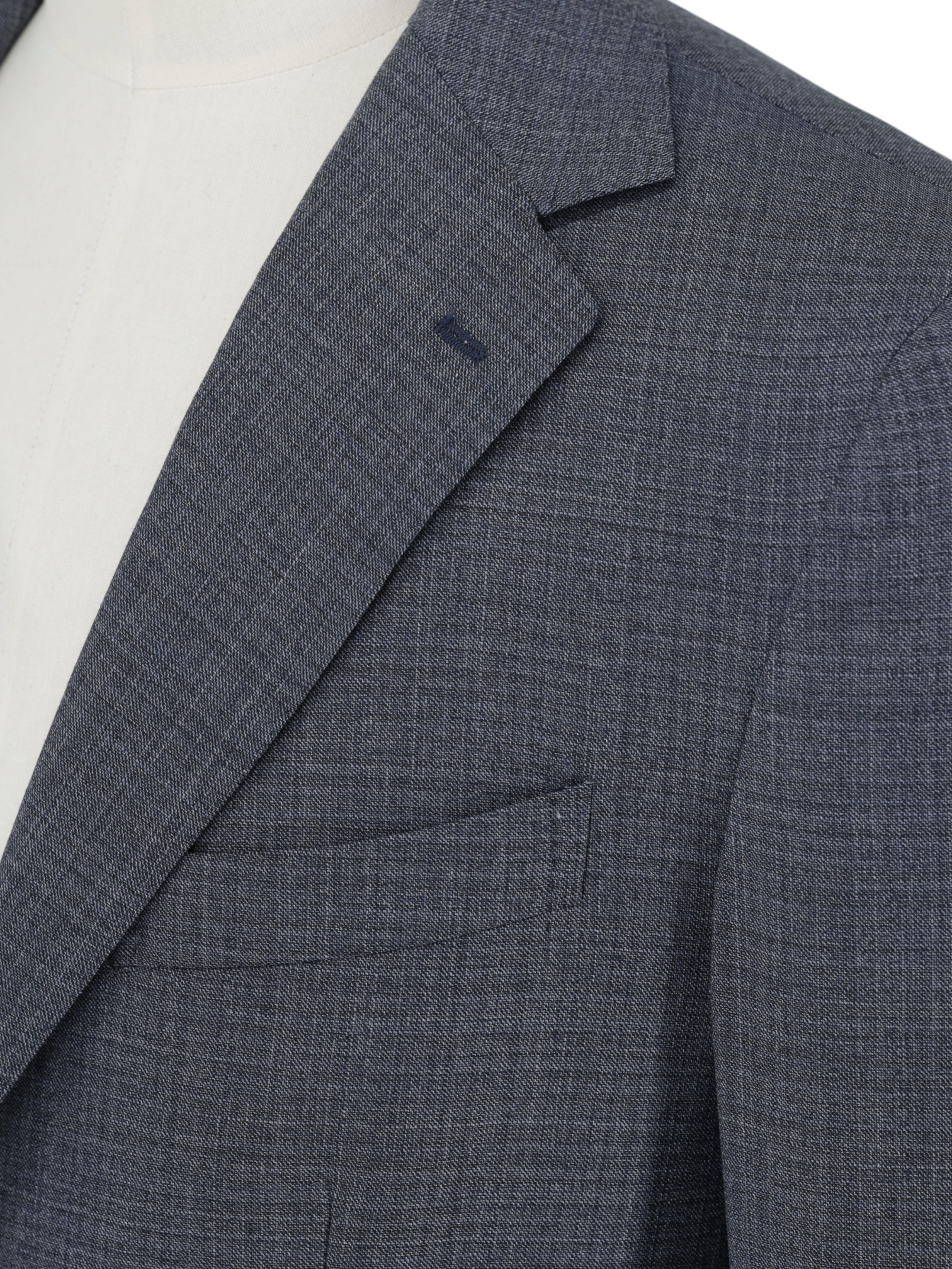 E. Formicola Steel Grey & Blue Fine-Wool Micro-Pattern Suit