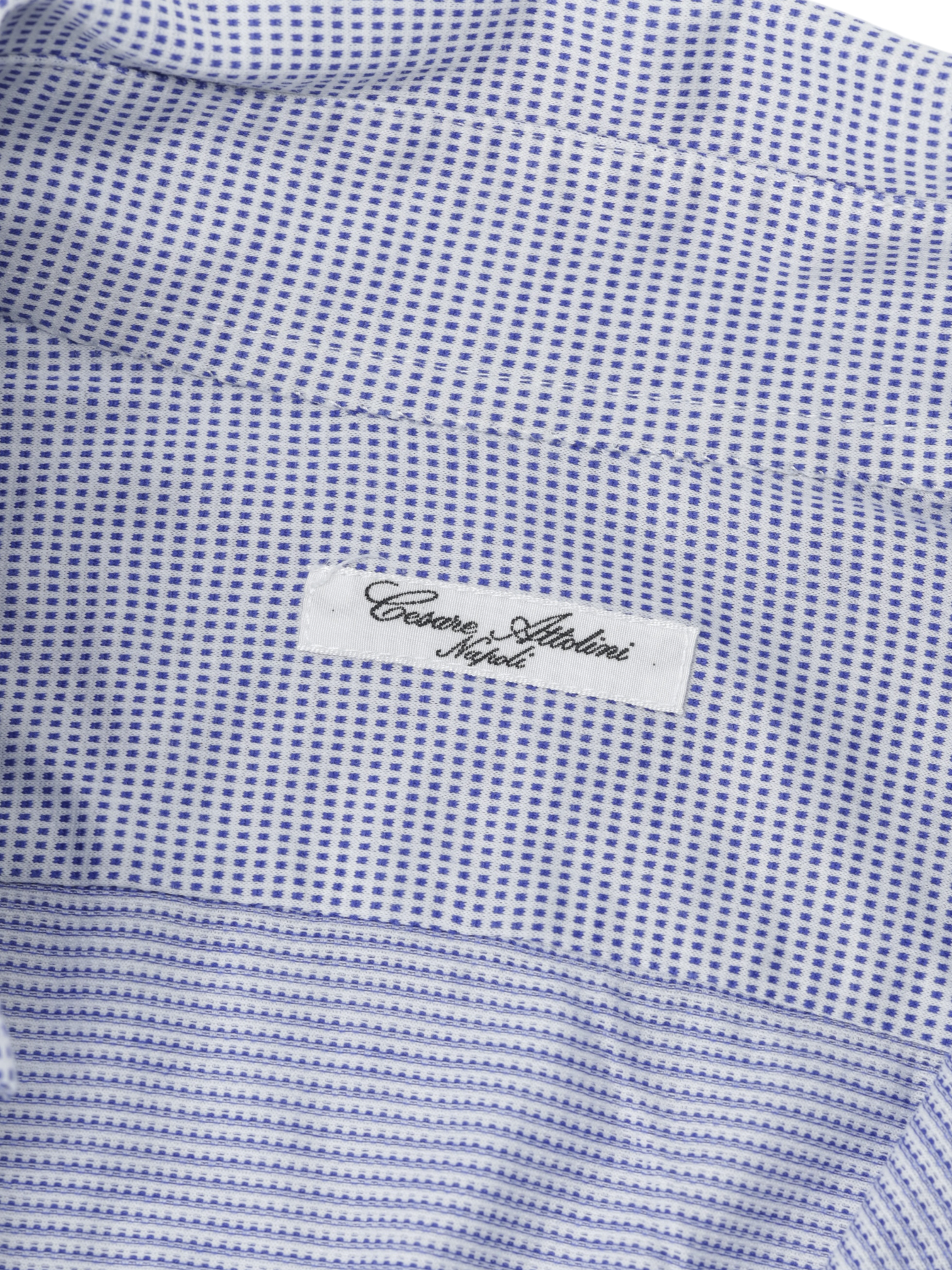 Cesare Attolini Light Blue Fine-Cotton Geometric-Pattern Pop-Over Shirt