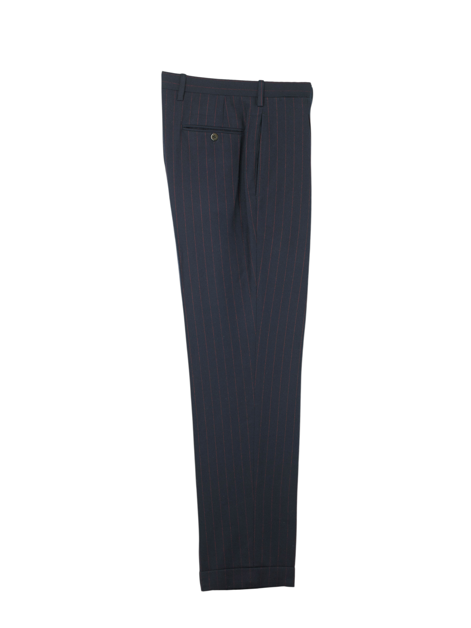 Kiton Navy & Red Pure Wool-Flannel Pinstripe Suit