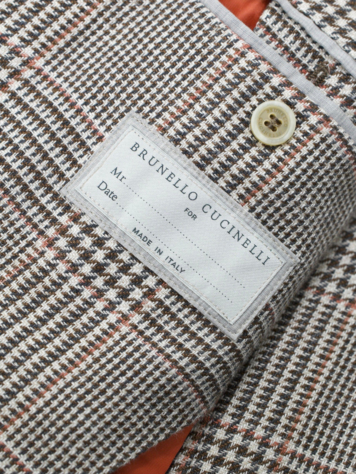 Brunello Cucinelli Brown Linen, Wool & Silk Double-Breasted Glenplaid Suit