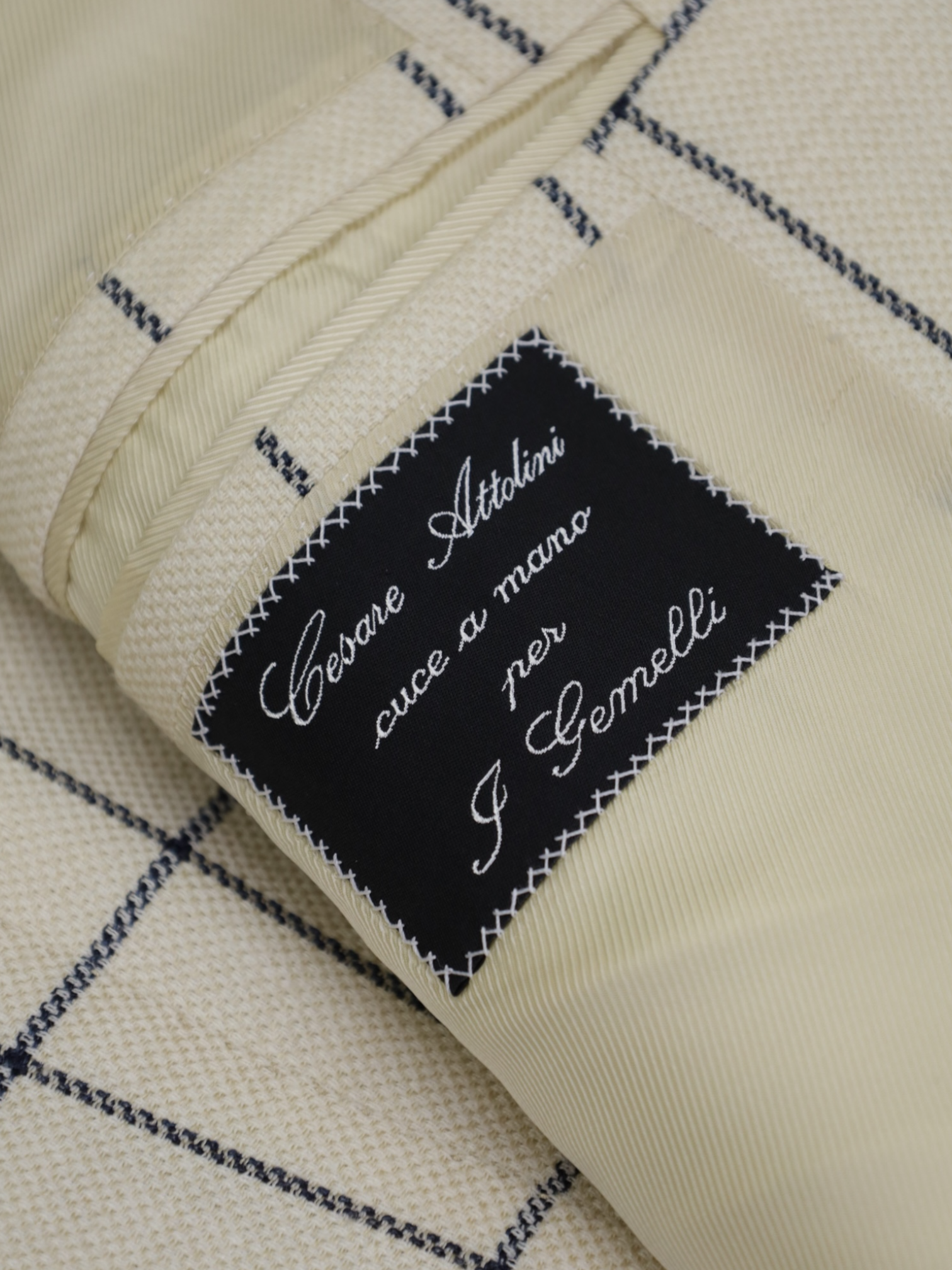 Cesare Attolini Offwhite Wool, Silk & Linen Hopsack Windowpane Jacket