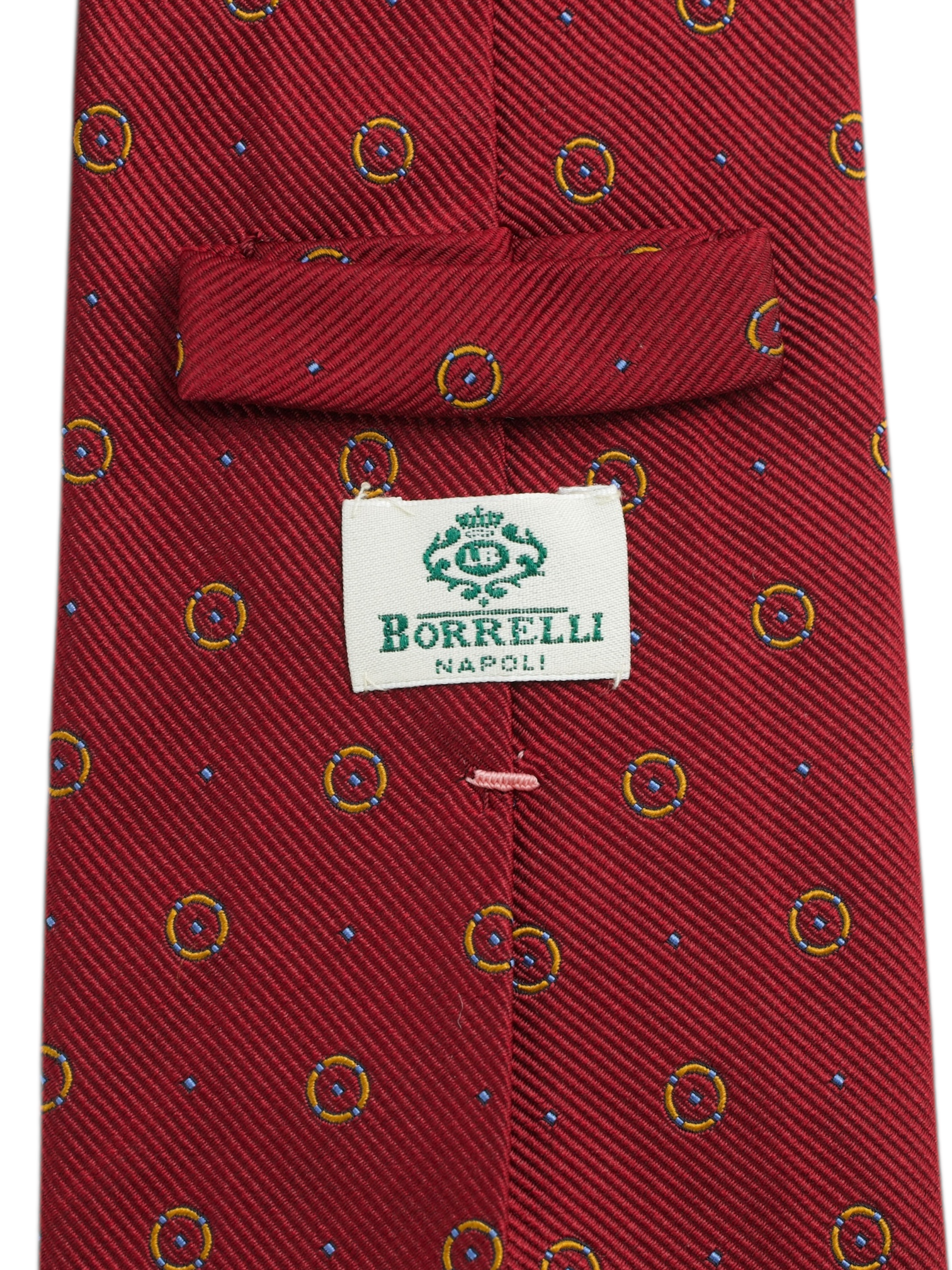 Luigi Borrelli 5-Fold Cardinal Red & Yellow Silk Multi-Dot Pattern Tie