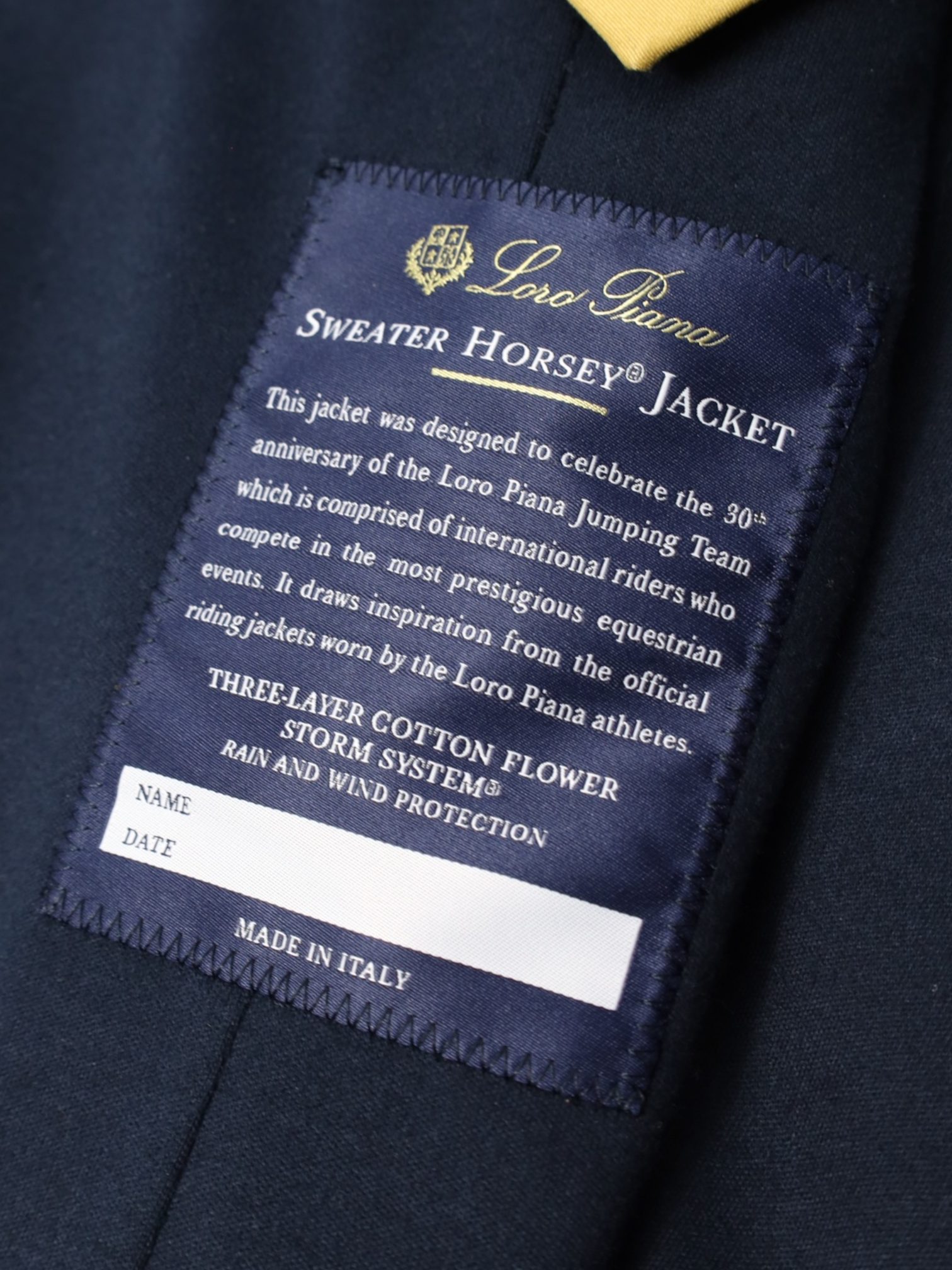 Loro Piana Navy Sweater Horsey Cotton Jacket