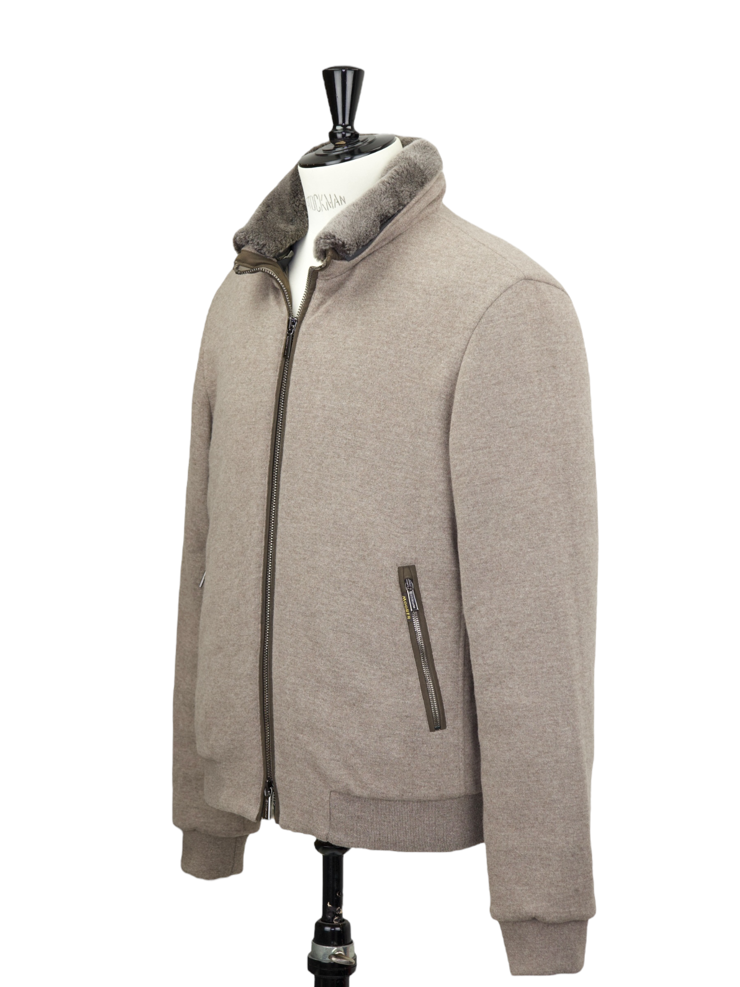 MooRER Taupe Down-Padded “Bellati” Bomber Jacket