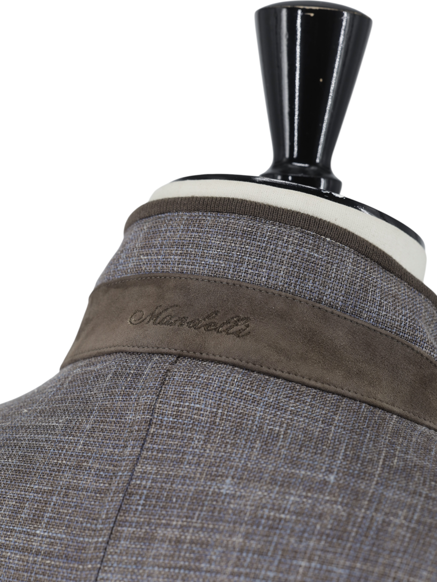 Mandelli Light Brown & Ice Blue Wool, Silk & Linen Melange Summer Bomberjacket
